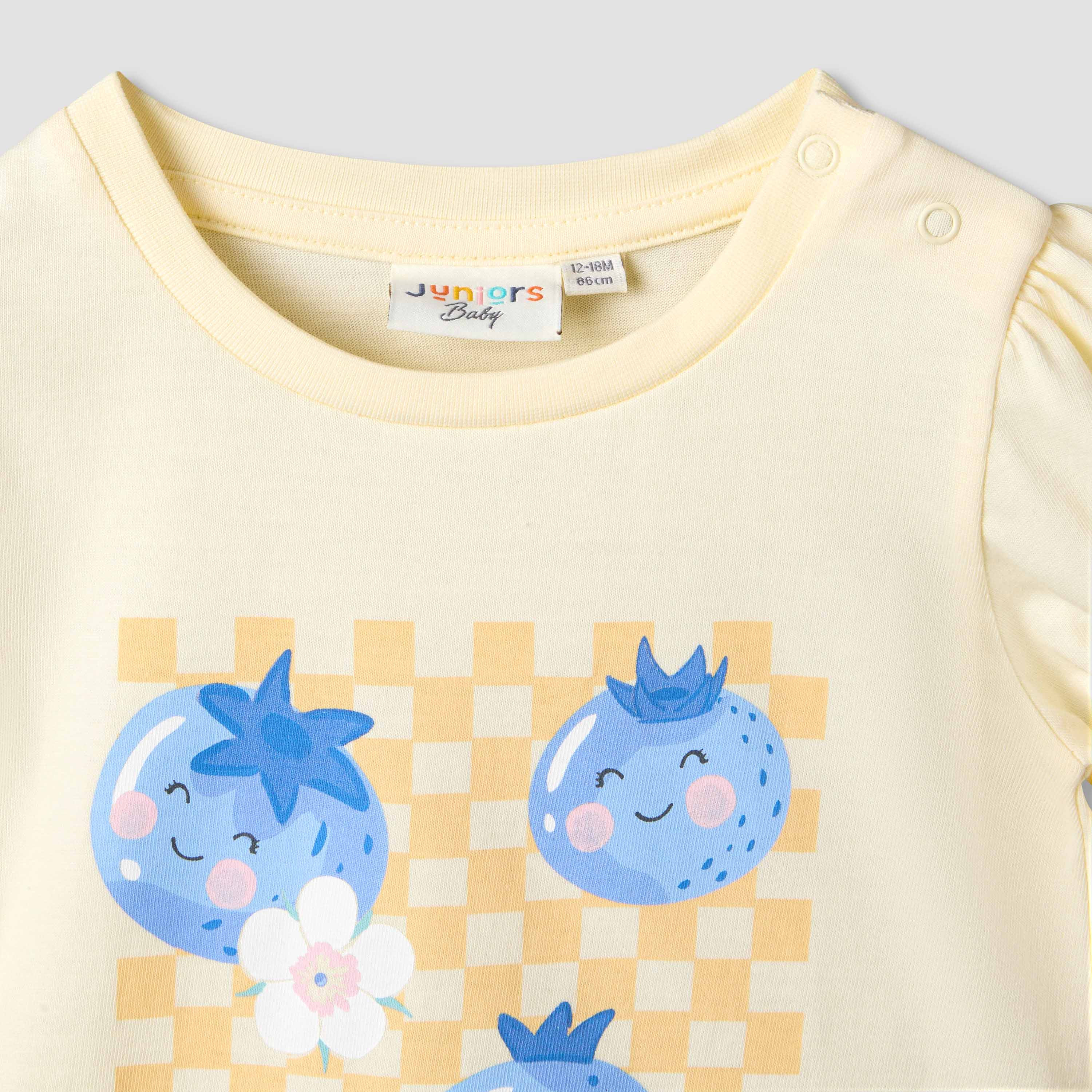 Pack of 3 Juniors Crew Neck Short Sleeves T-shirt with Assorted Design-baby-girls-clothing-tshirts-image-6