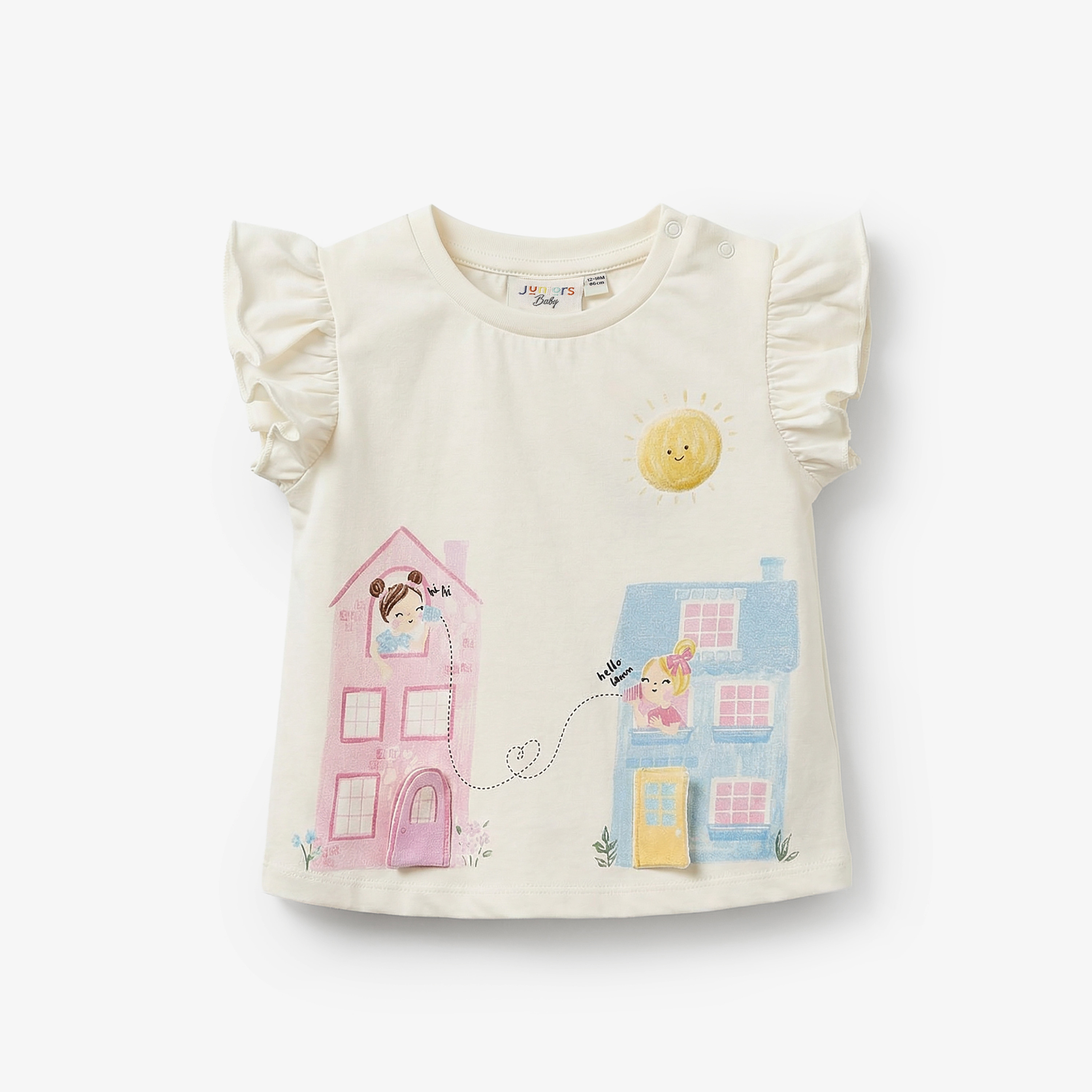 Juniors Crew Neck Cap Sleeves T-shirt with Graphic Print-baby-girls-clothing-tshirts-image-2
