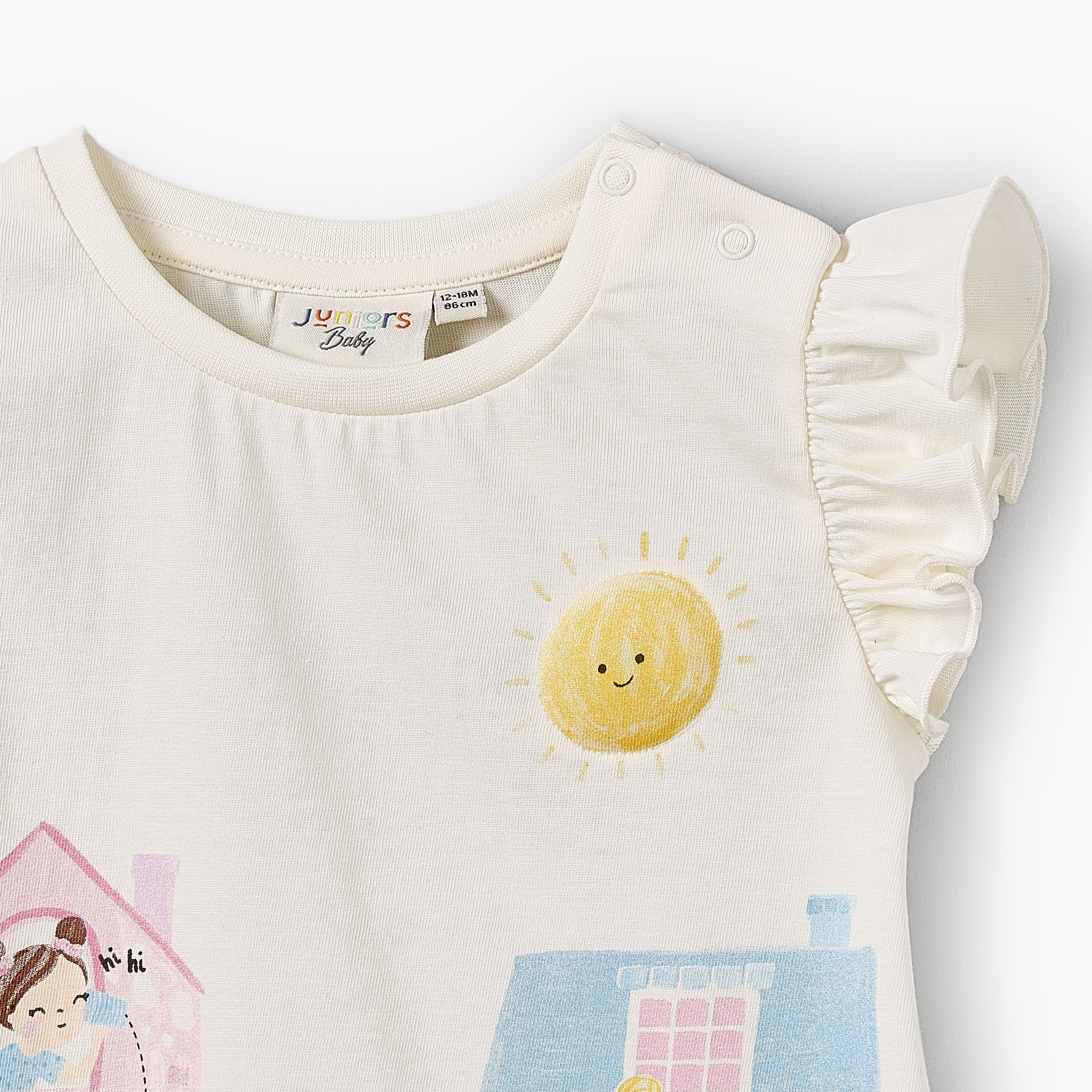 Juniors Crew Neck Cap Sleeves T-shirt with Graphic Print-baby-girls-clothing-tshirts-image-4