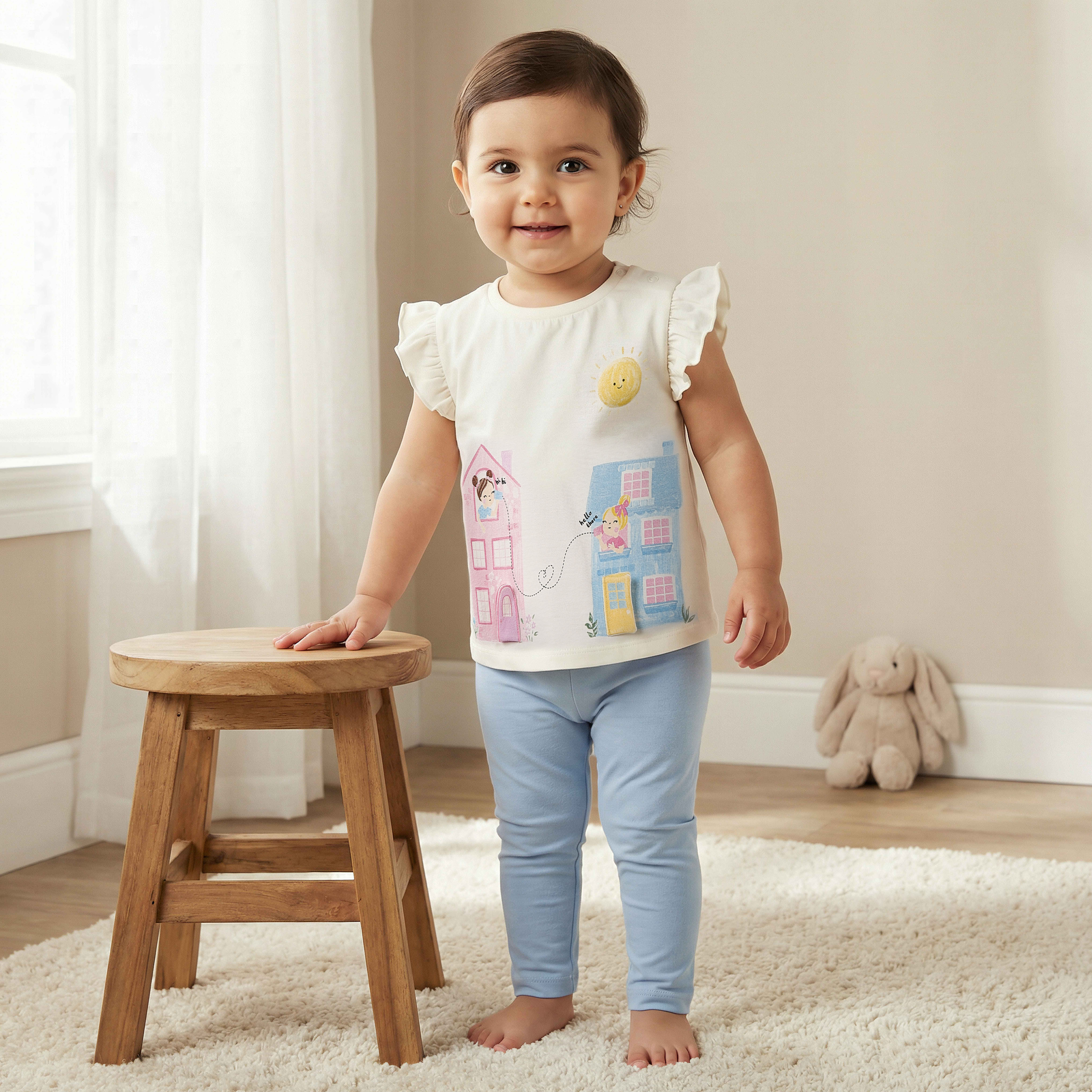 Juniors Crew Neck Cap Sleeves T-shirt with Graphic Print-baby-girls-clothing-tshirts-image-1