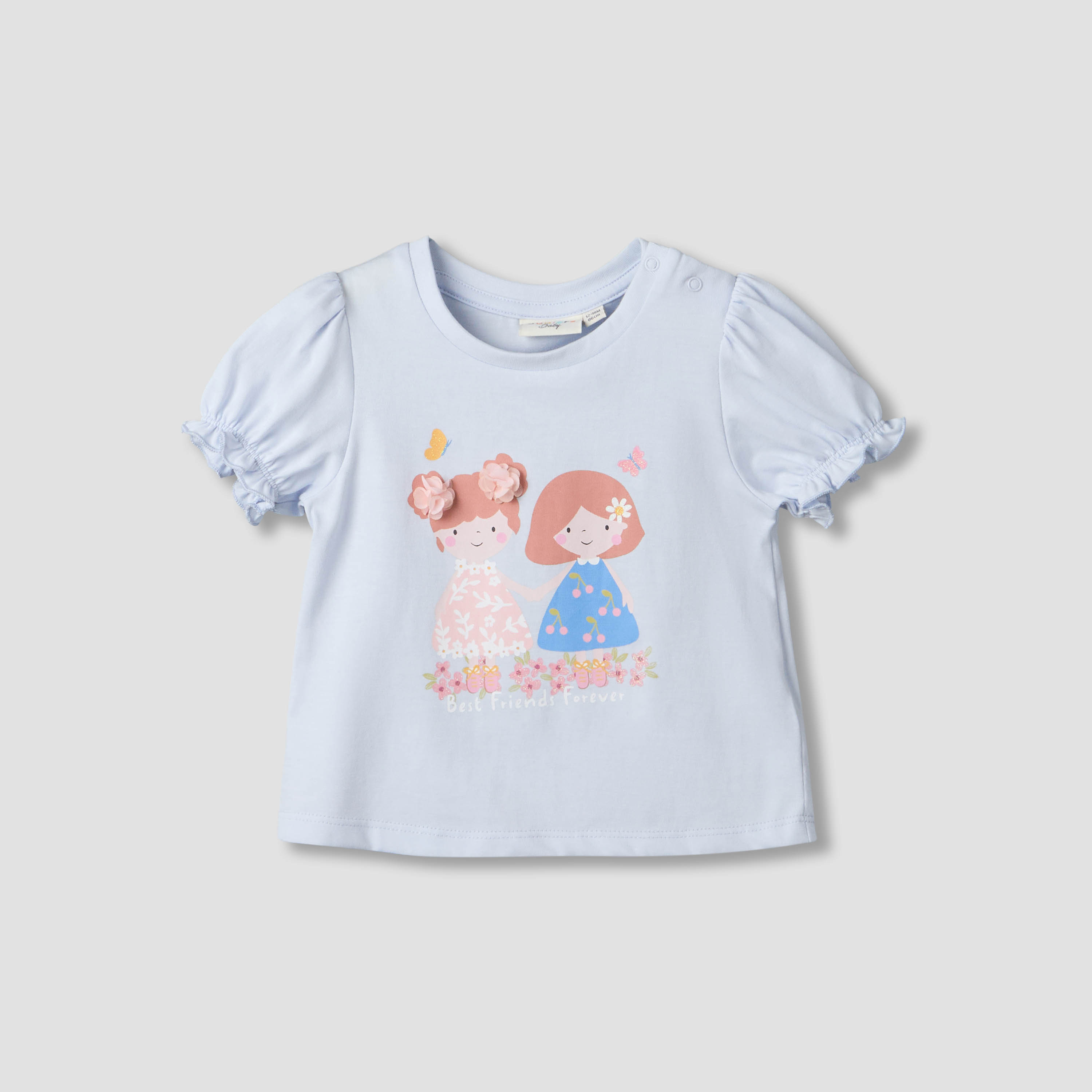 Pack of 3 Juniors Crew Neck Short Sleeves T-shirt with Assorted Design-baby-girls-clothing-tshirts-image-3