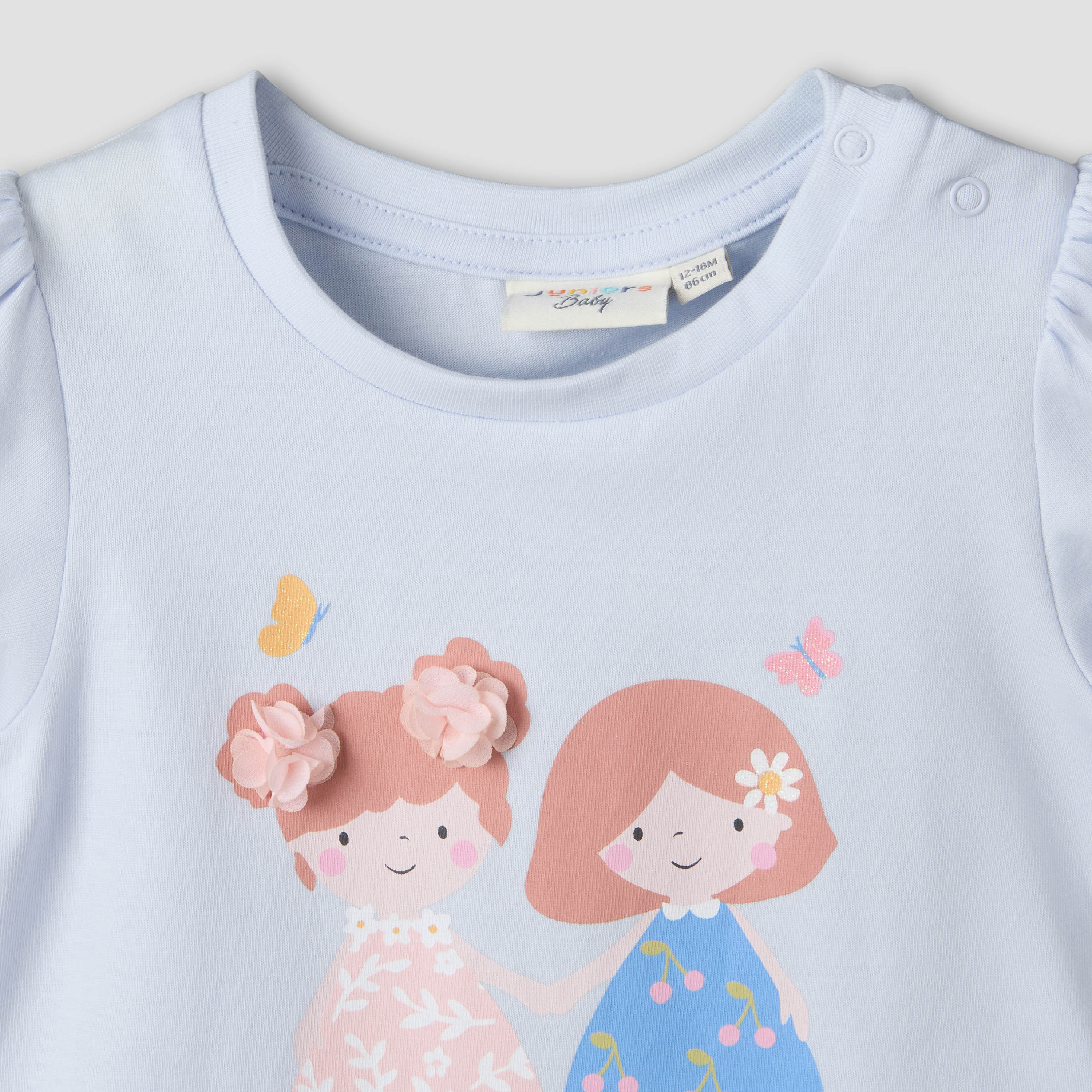 Pack of 3 Juniors Crew Neck Short Sleeves T-shirt with Assorted Design-baby-girls-clothing-tshirts-image-6