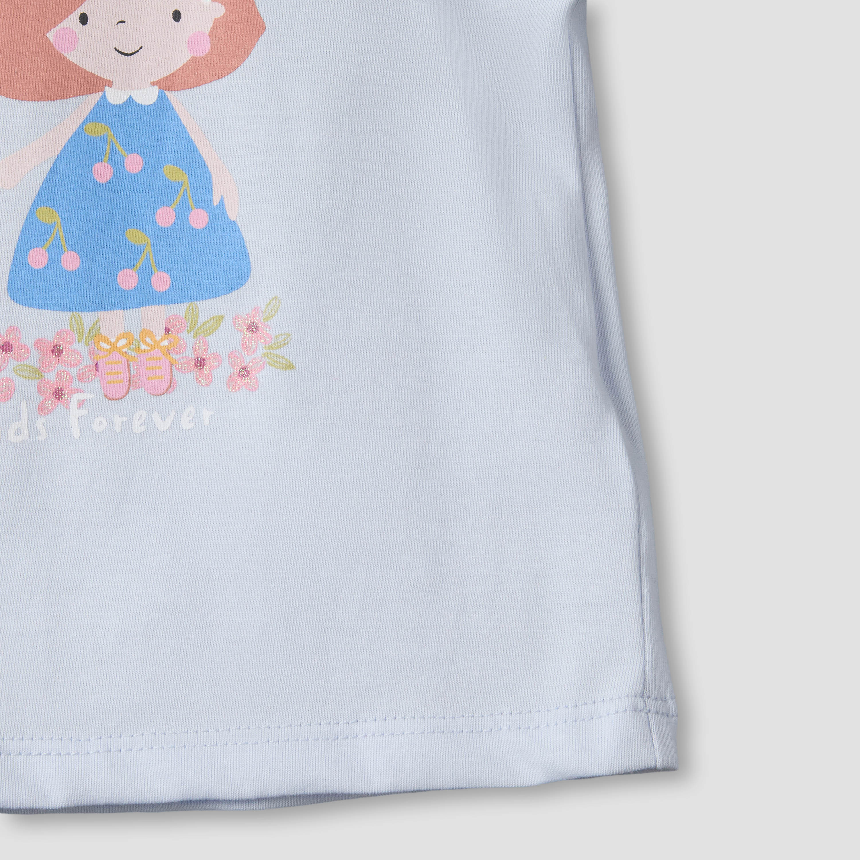 Pack of 3 Juniors Crew Neck Short Sleeves T-shirt with Assorted Design-baby-girls-clothing-tshirts-image-7