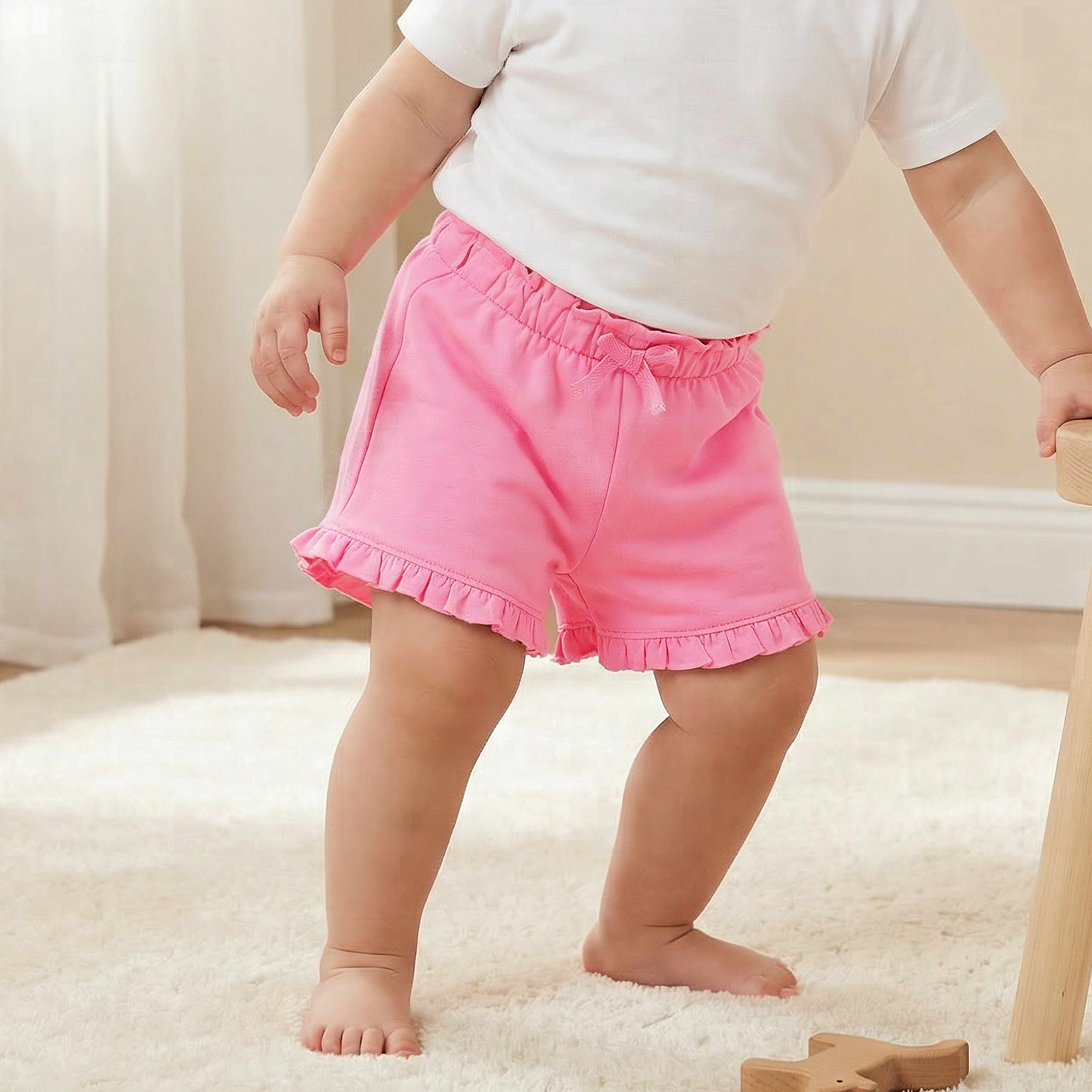 Juniors Elasticated Waist Shorts with Ruffle Hem-baby-girls-clothing-bottoms-shorts-image-2