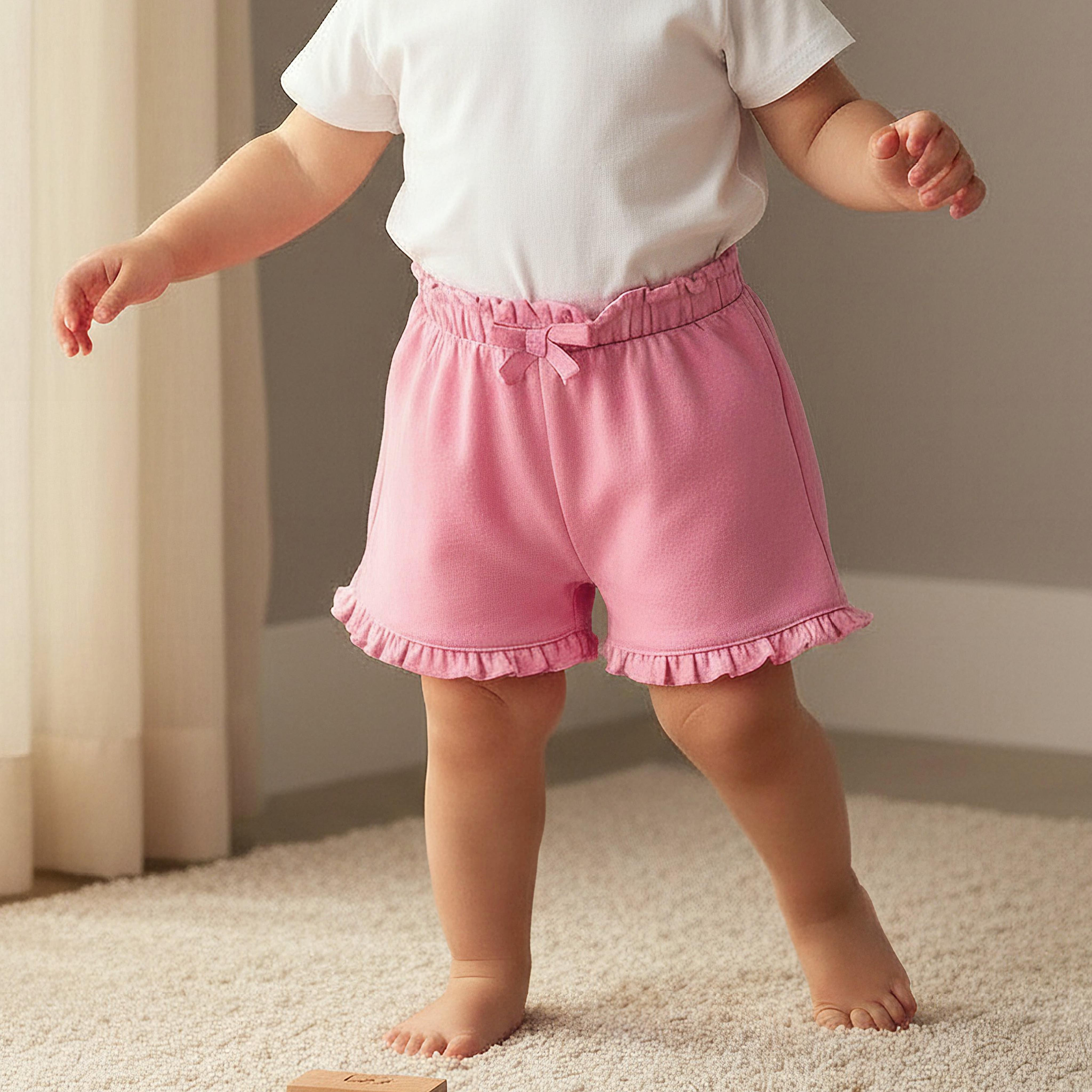 Juniors Elasticated Waist Shorts with Ruffle Hem-baby-girls-clothing-bottoms-shorts-image-1