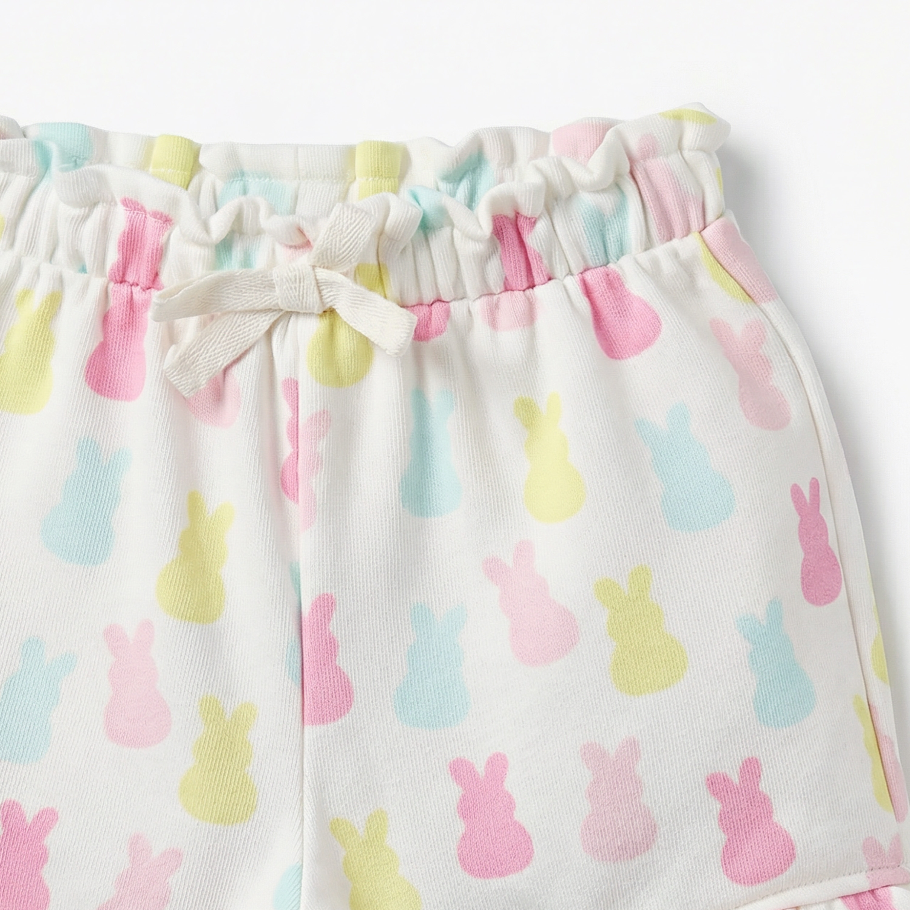 Juniors Elasticated Waist Shorts with Bunny Print-baby-girls-clothing-bottoms-shorts-image-4
