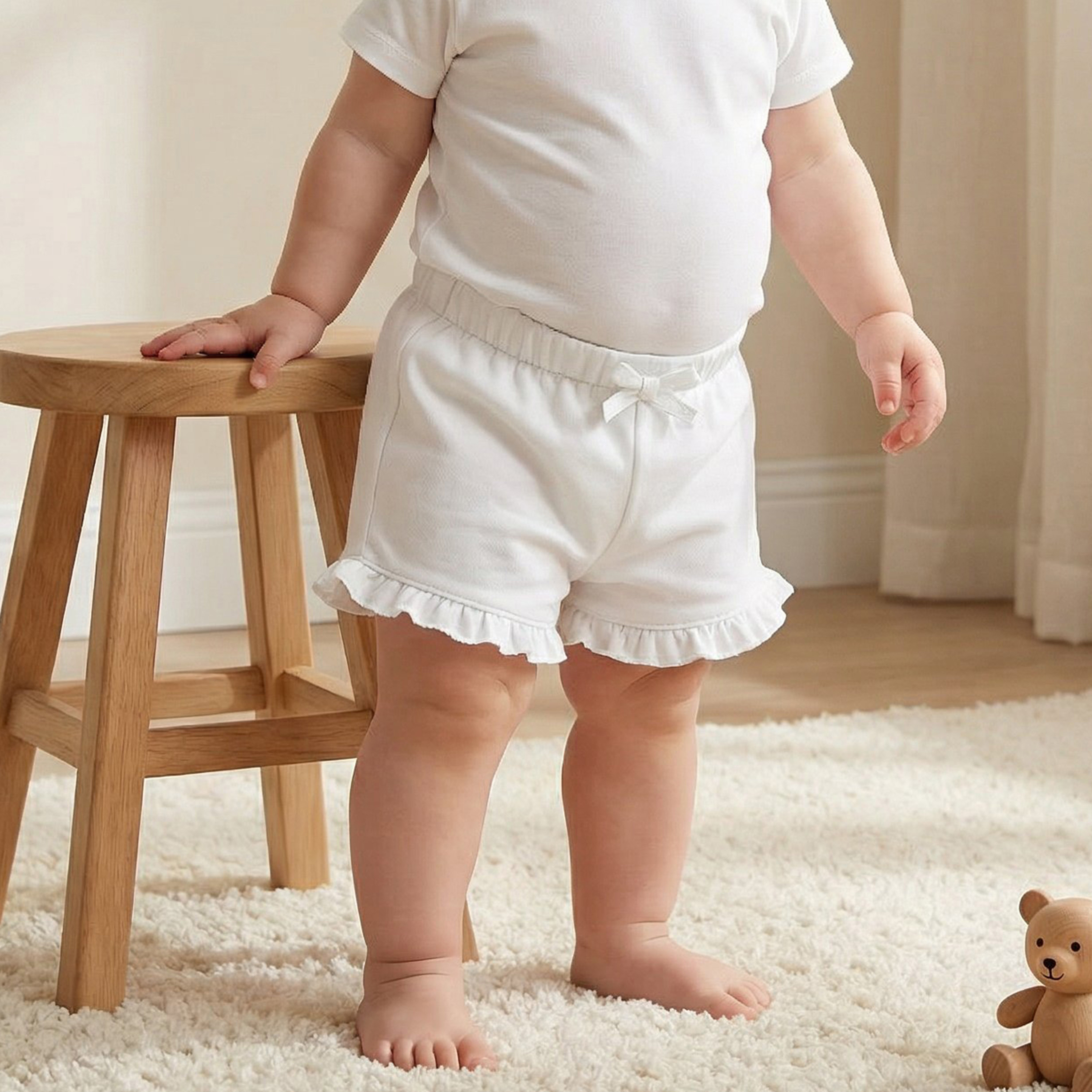 Juniors Elasticated Waist Shorts with Ruffle Hem-baby-girls-clothing-bottoms-shorts-image-1