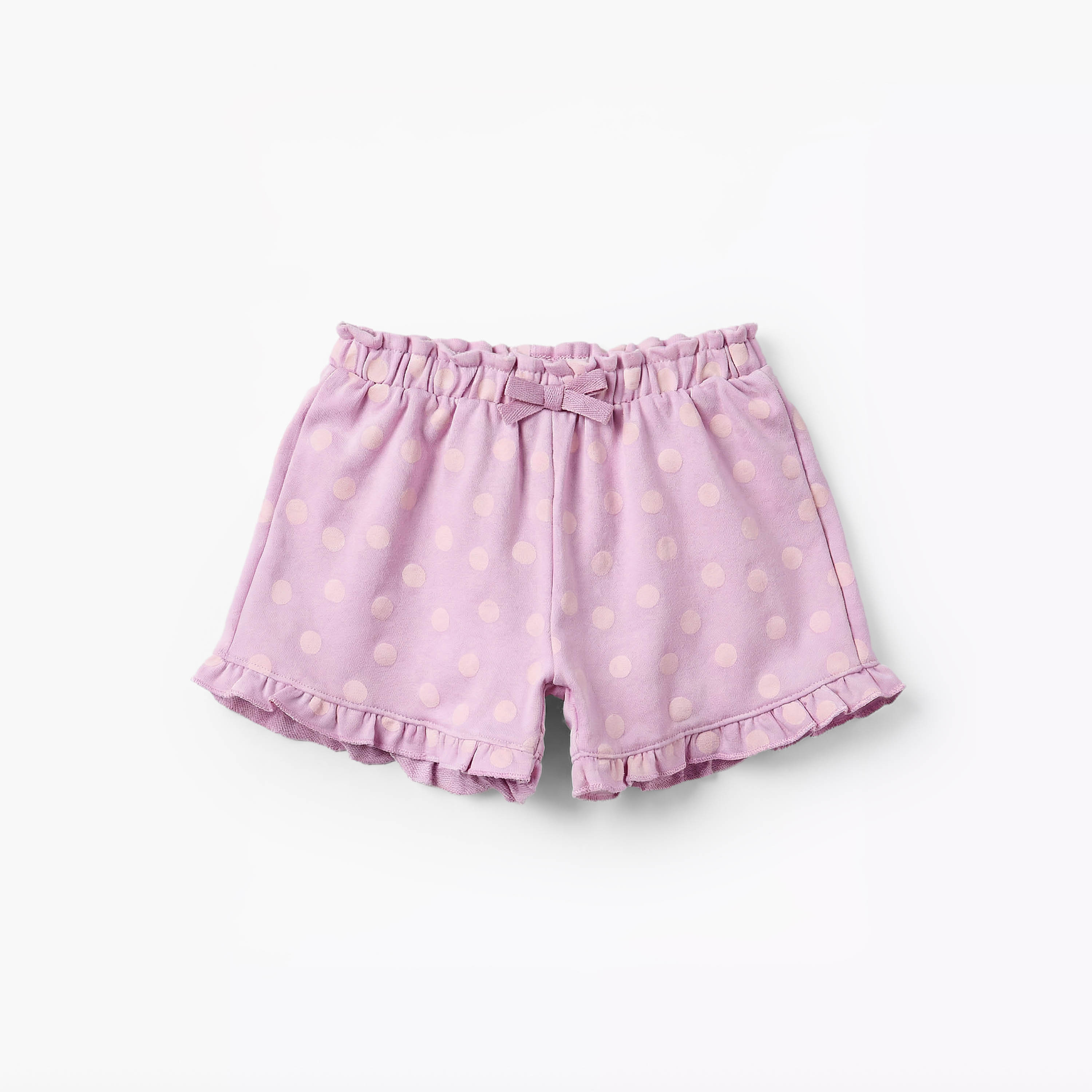 Juniors Elasticated Waist Shorts with Polka Dot Print-baby-girls-clothing-bottoms-shorts-image-2