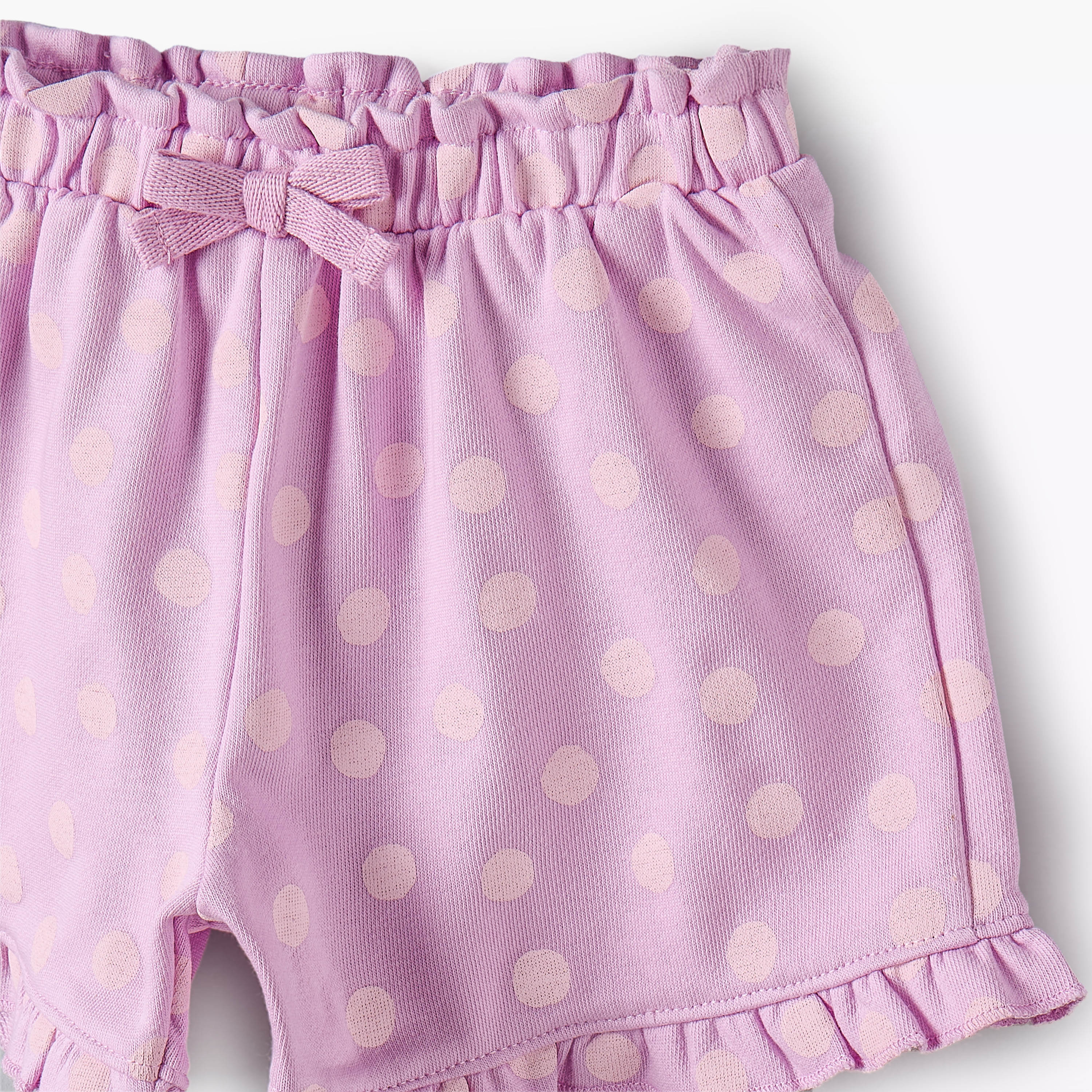 Juniors Elasticated Waist Shorts with Polka Dot Print-baby-girls-clothing-bottoms-shorts-image-4