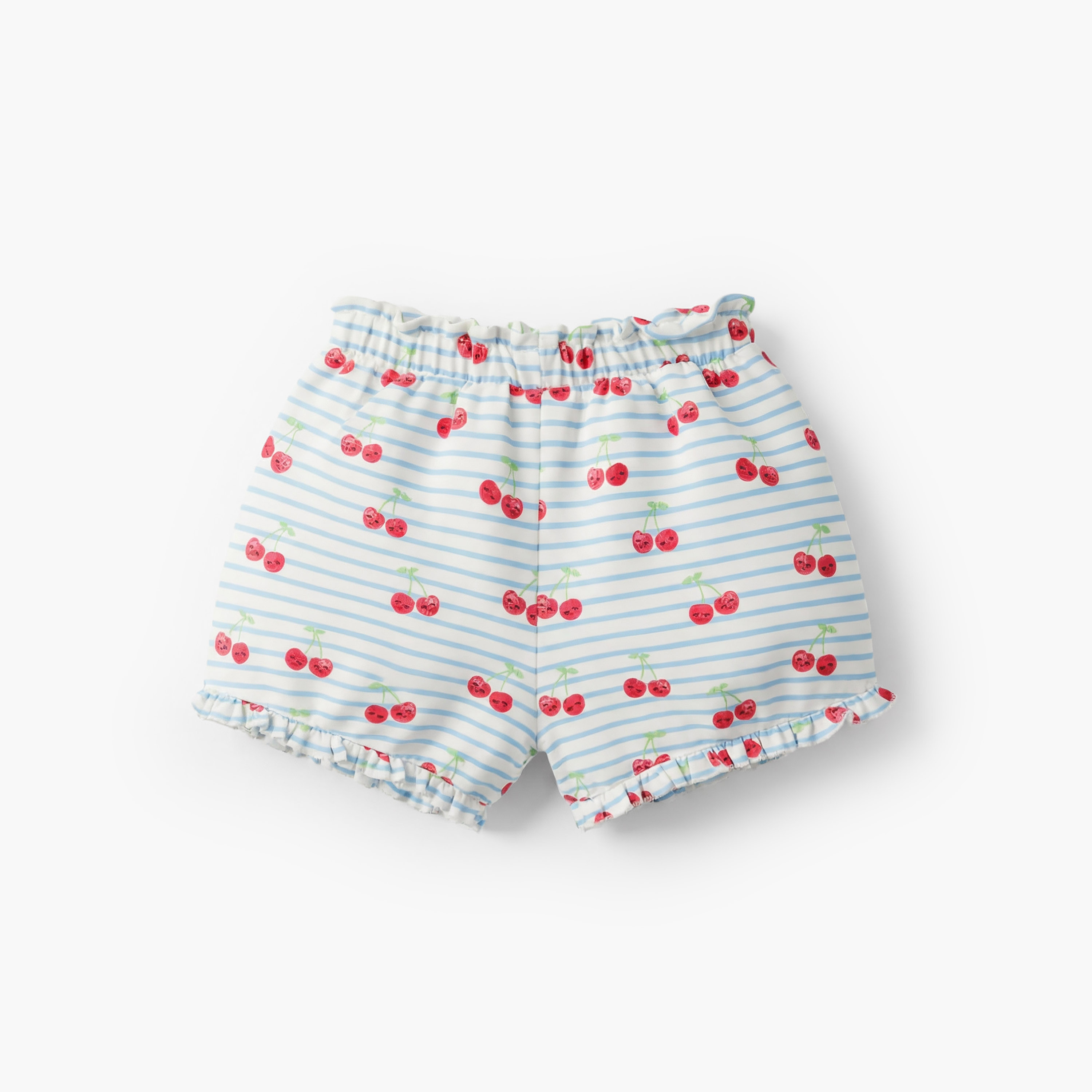 Juniors Elasticated Waist Shorts with Cherry Print-baby-girls-clothing-bottoms-shorts-image-3