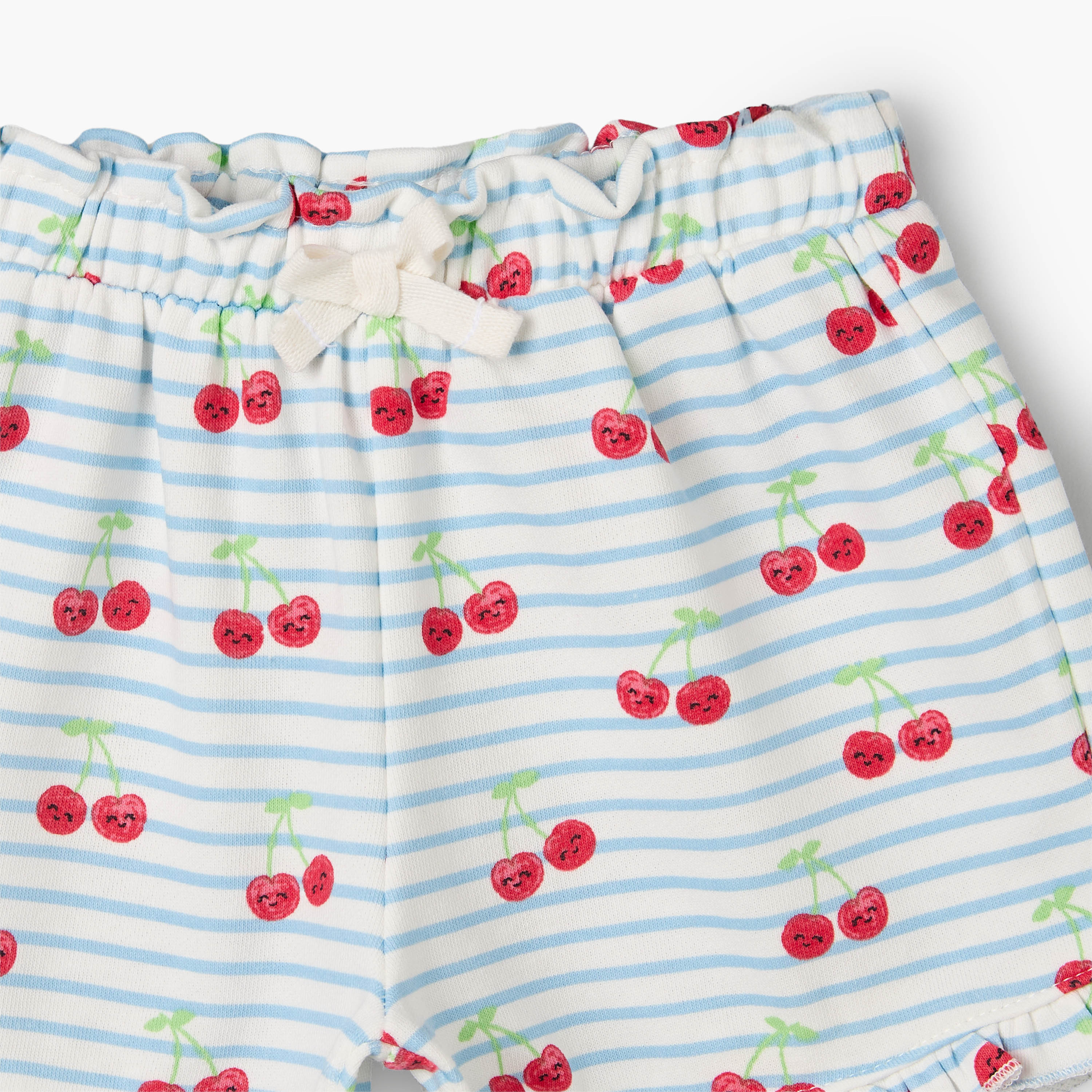 Juniors Elasticated Waist Shorts with Cherry Print-baby-girls-clothing-bottoms-shorts-image-4
