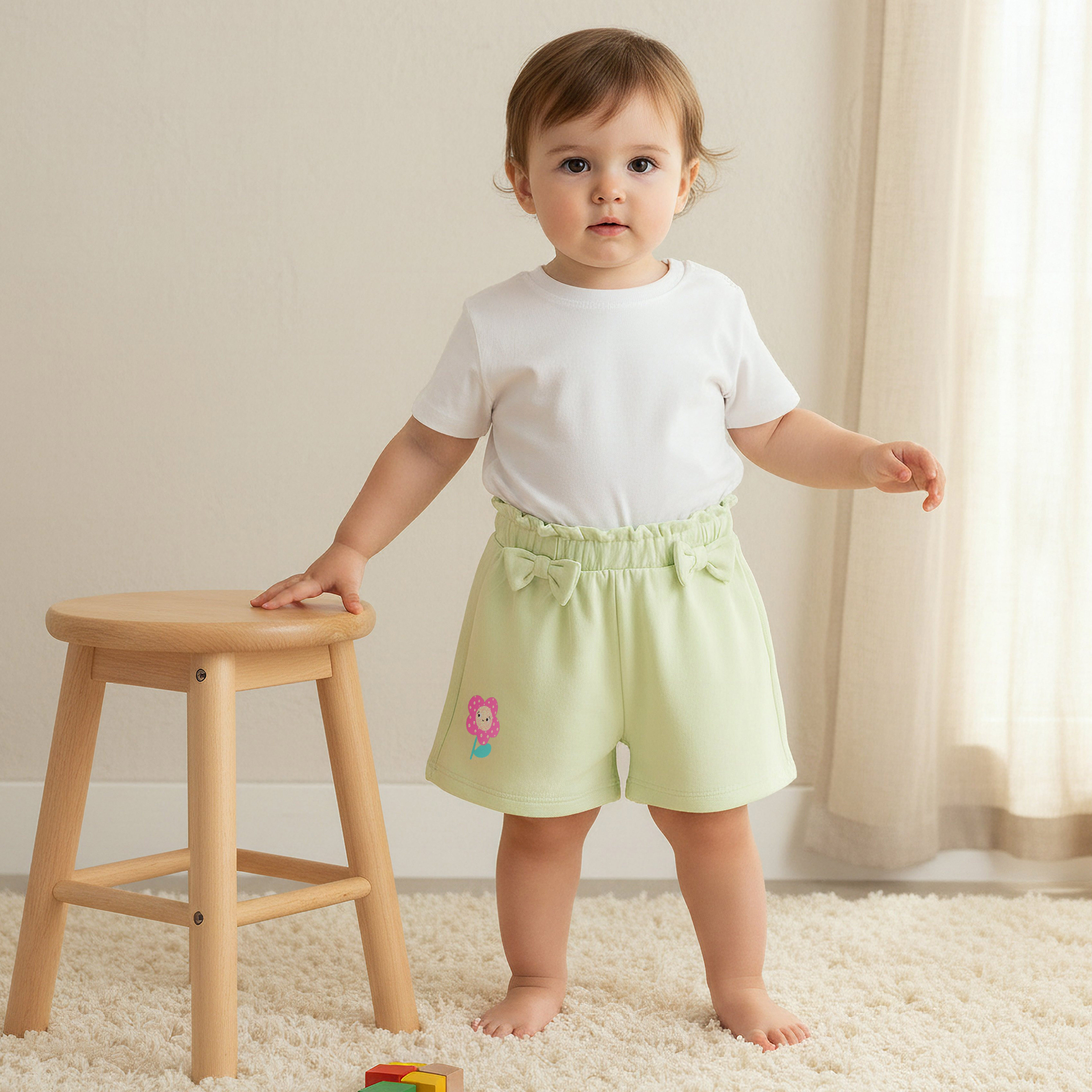 Pack of 2 Juniors Elasticated Waist Shorts with Bow Accent-baby-girls-clothing-bottoms-shorts-image-2