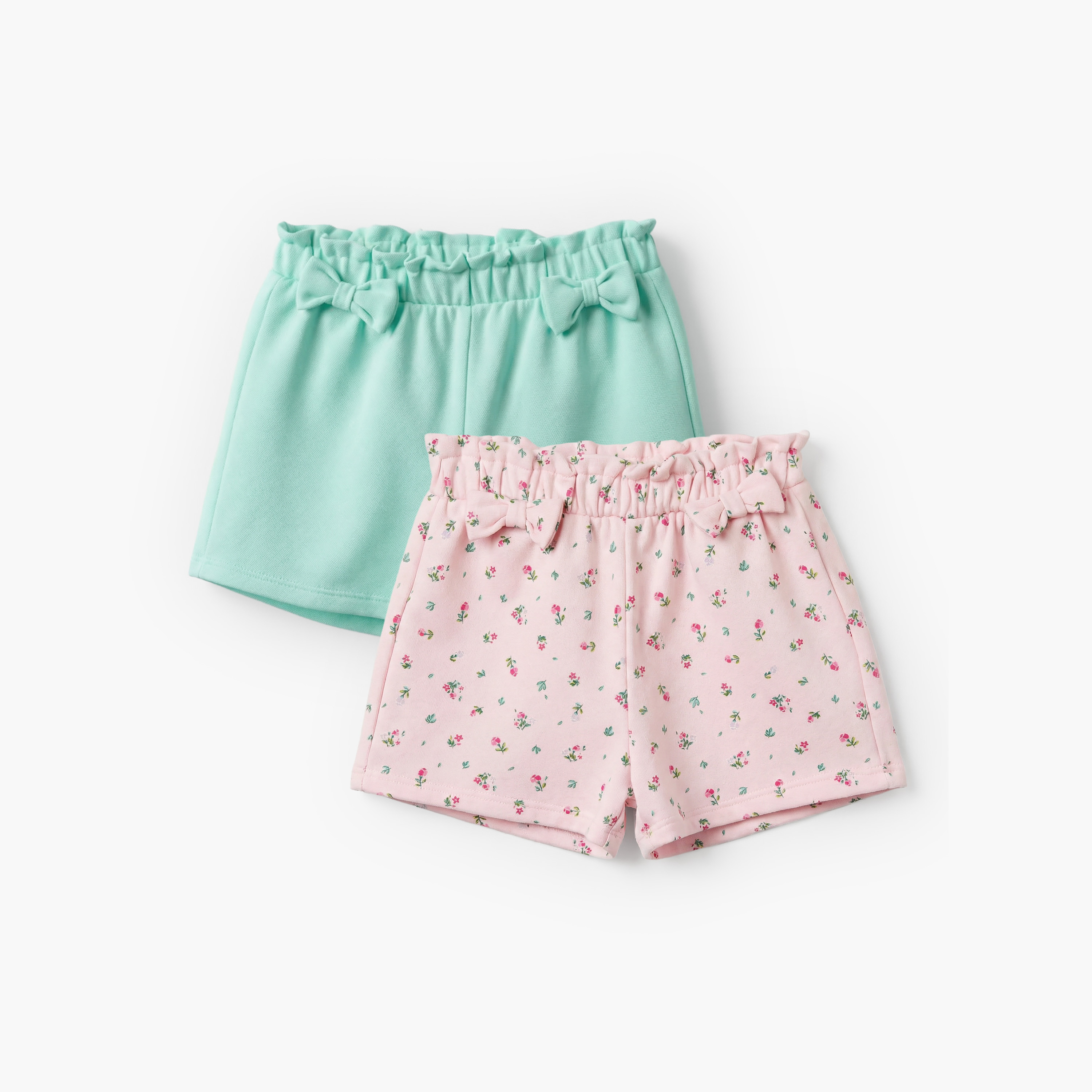 Pack of 2 Juniors Elasticated Shorts with Assorted Print-baby-girls-clothing-bottoms-shorts-image-1