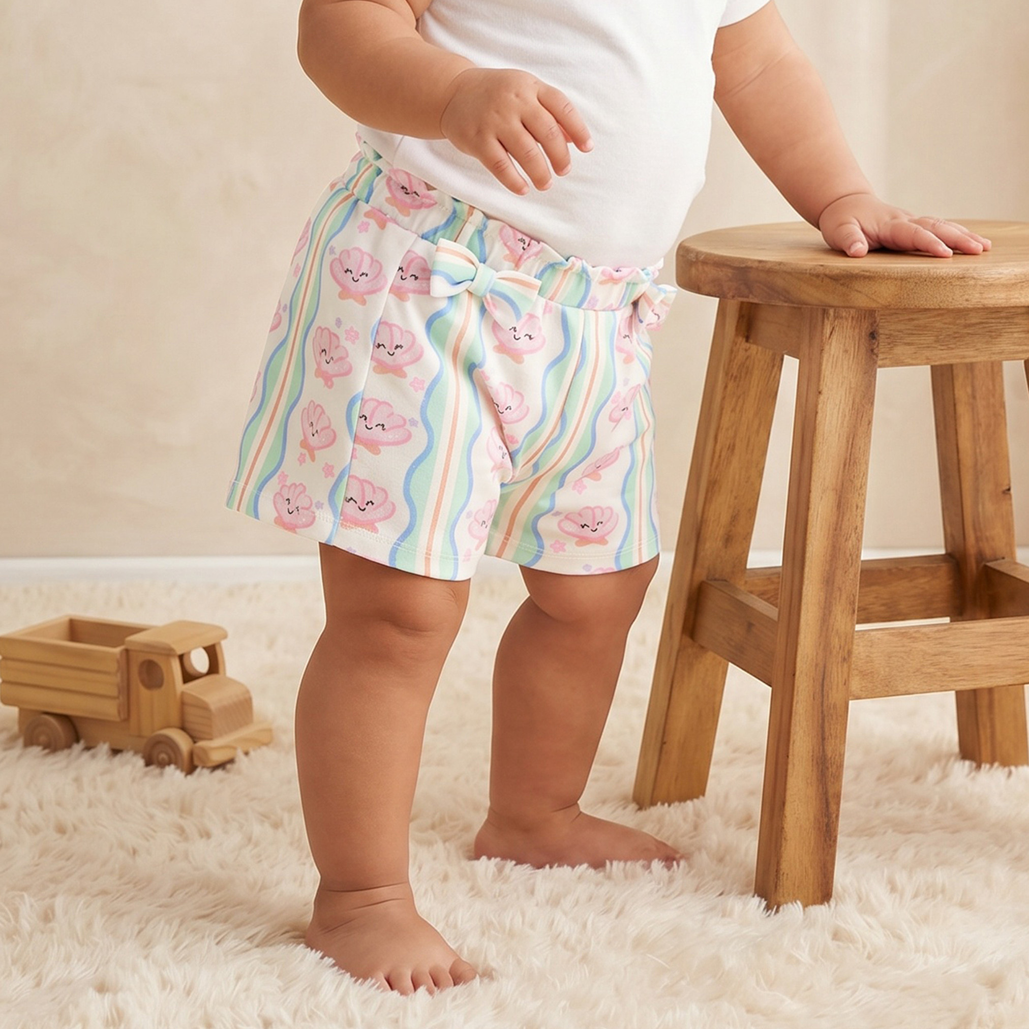 Pack of 2 Juniors Knee Length Elasticated Waist Shorts with Bow Accent-baby-girls-clothing-bottoms-shorts-image-2