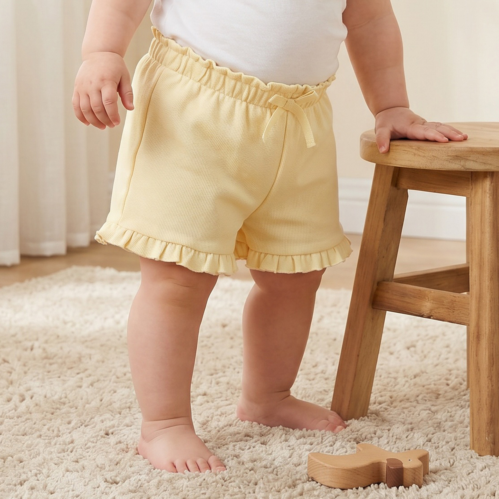 Juniors Elasticated Waist Shorts with Ruffle Trim-baby-girls-clothing-bottoms-shorts-image-1