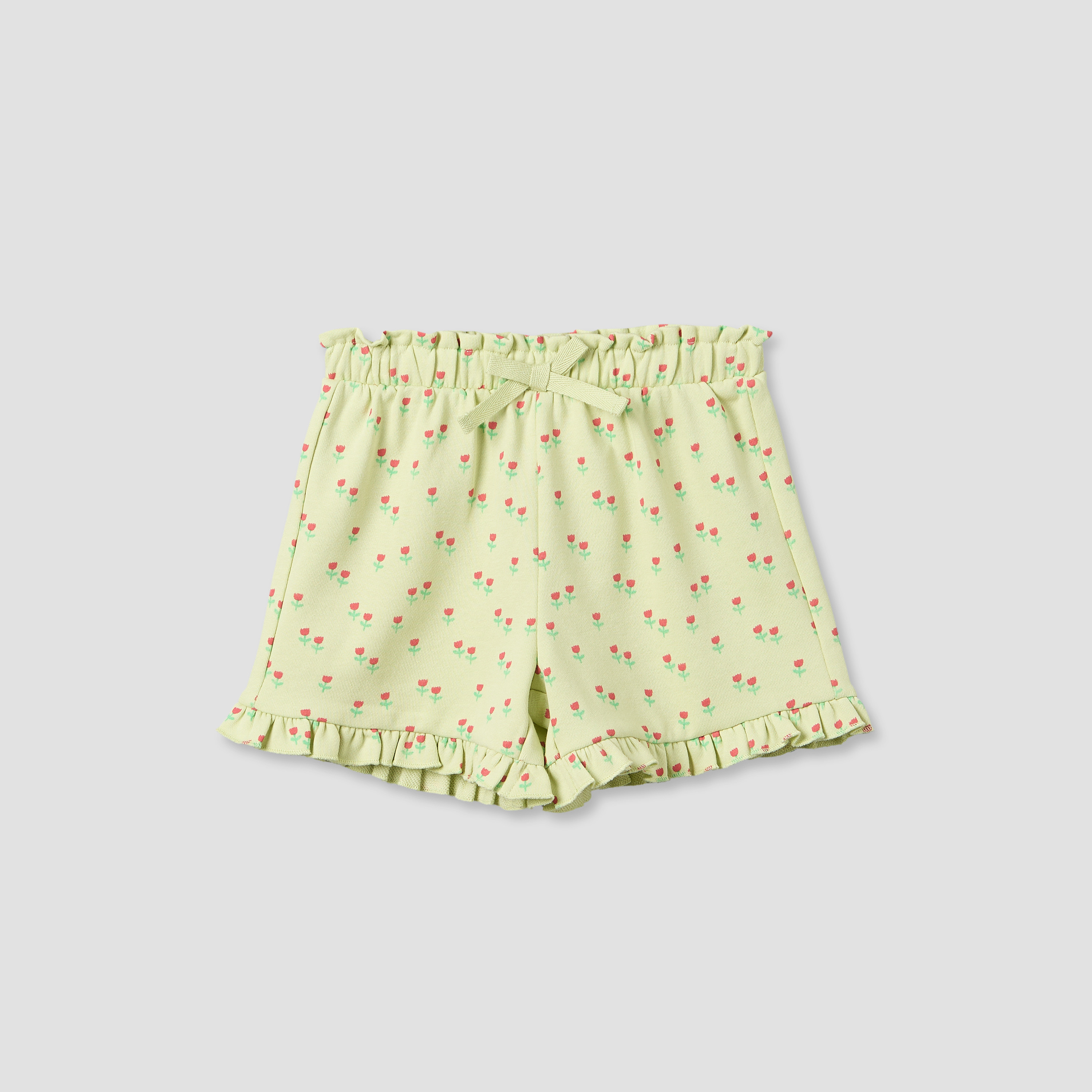 Juniors Elasticated Waist Shorts with Floral Print-baby-girls-clothing-bottoms-shorts-image-2