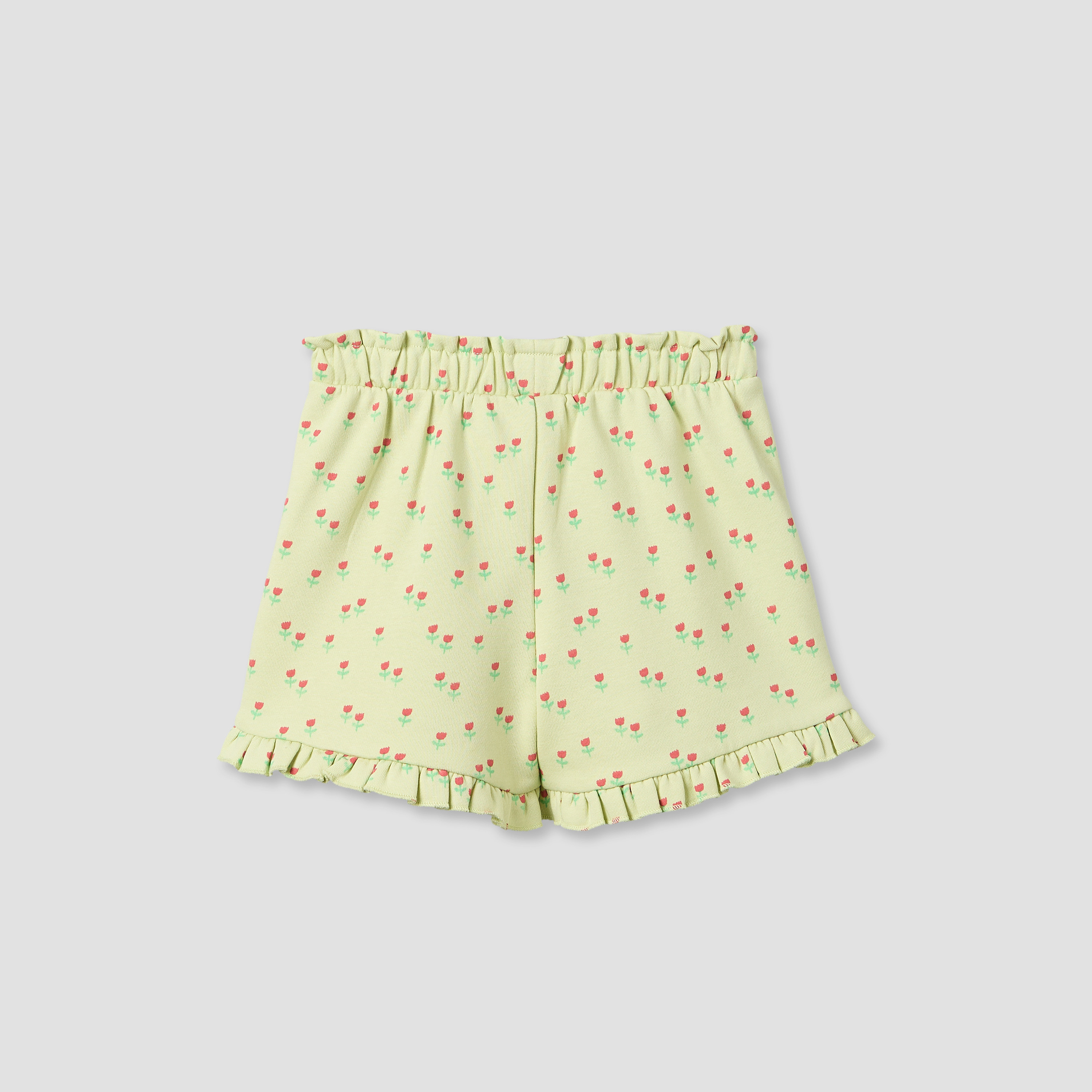 Juniors Elasticated Waist Shorts with Floral Print-baby-girls-clothing-bottoms-shorts-image-3