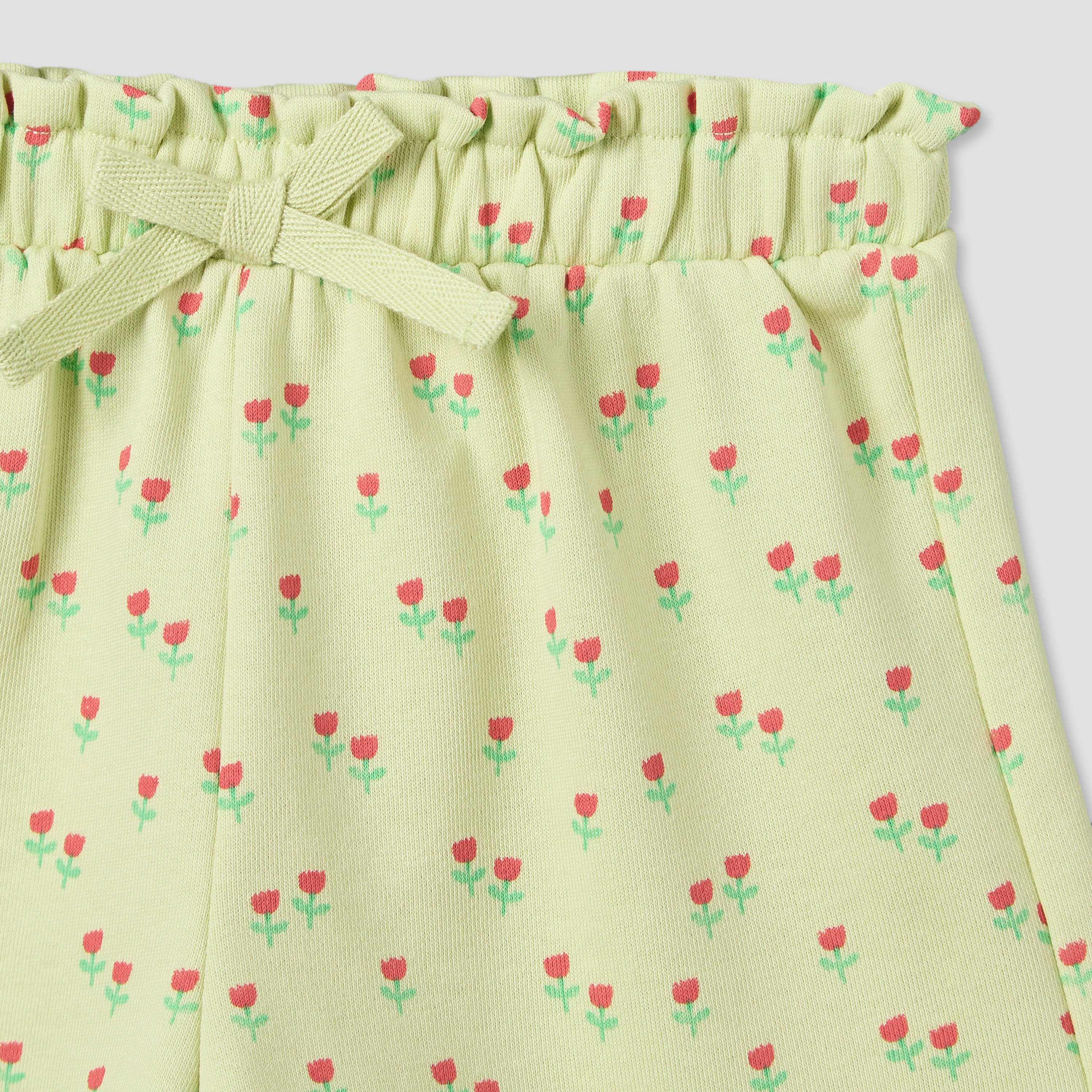 Juniors Elasticated Waist Shorts with Floral Print-baby-girls-clothing-bottoms-shorts-image-4