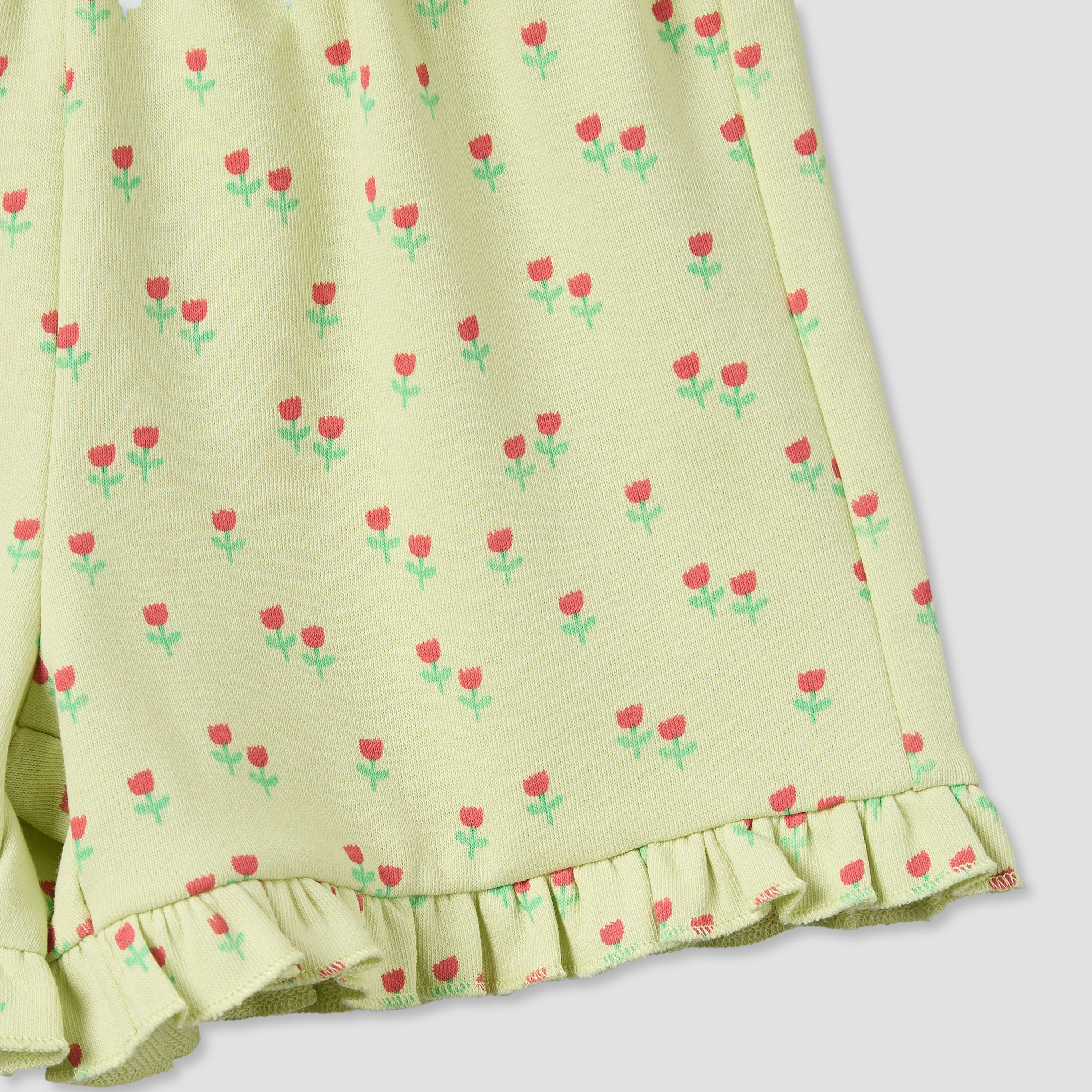 Juniors Elasticated Waist Shorts with Floral Print-baby-girls-clothing-bottoms-shorts-image-5