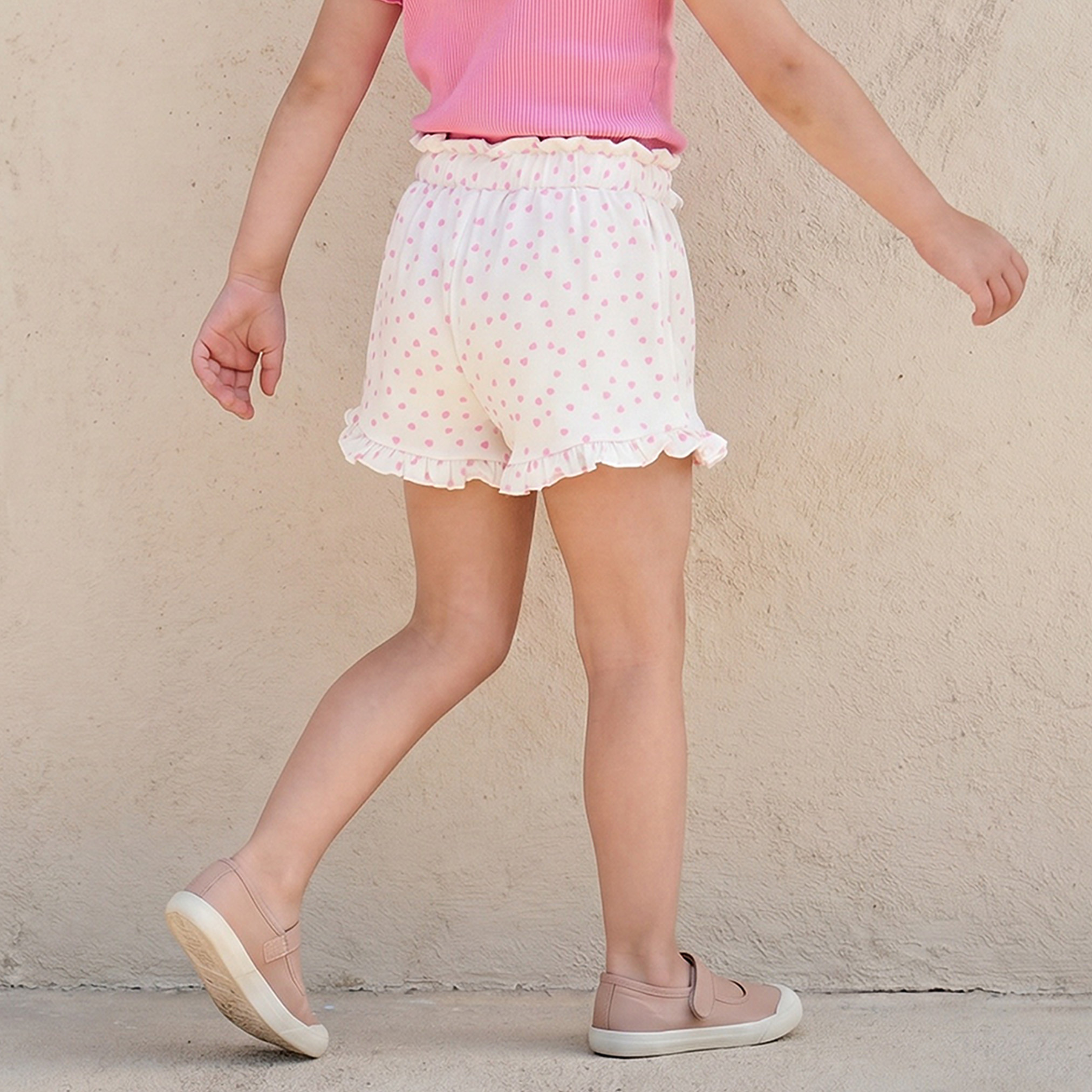 Juniors Above Knee Elasticated Waist Shorts with Heart Print-baby-girls-clothing-bottoms-shorts-image-3