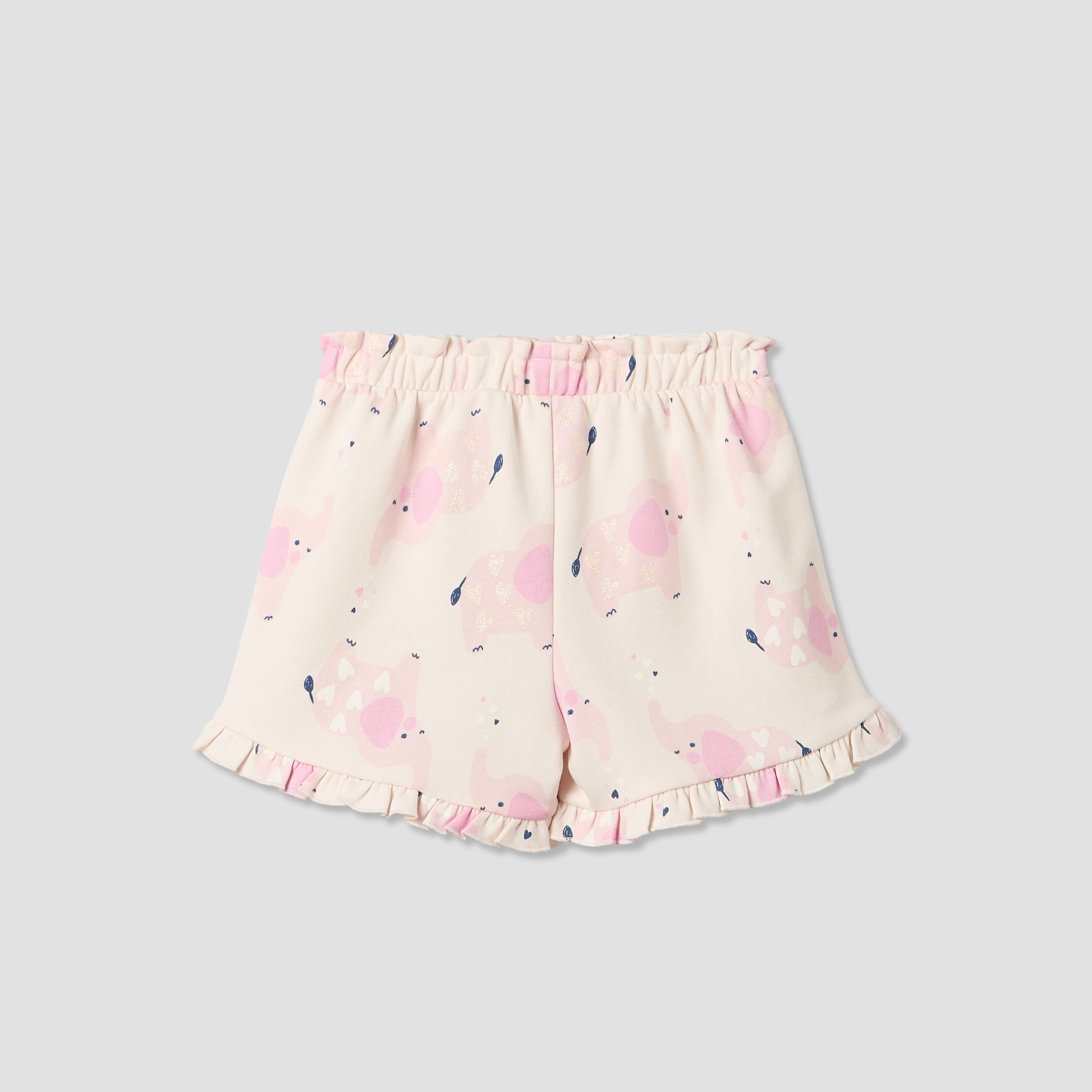 Juniors Knee Length Elasticated Waistband Shorts with Print-baby-girls-clothing-bottoms-shorts-image-2