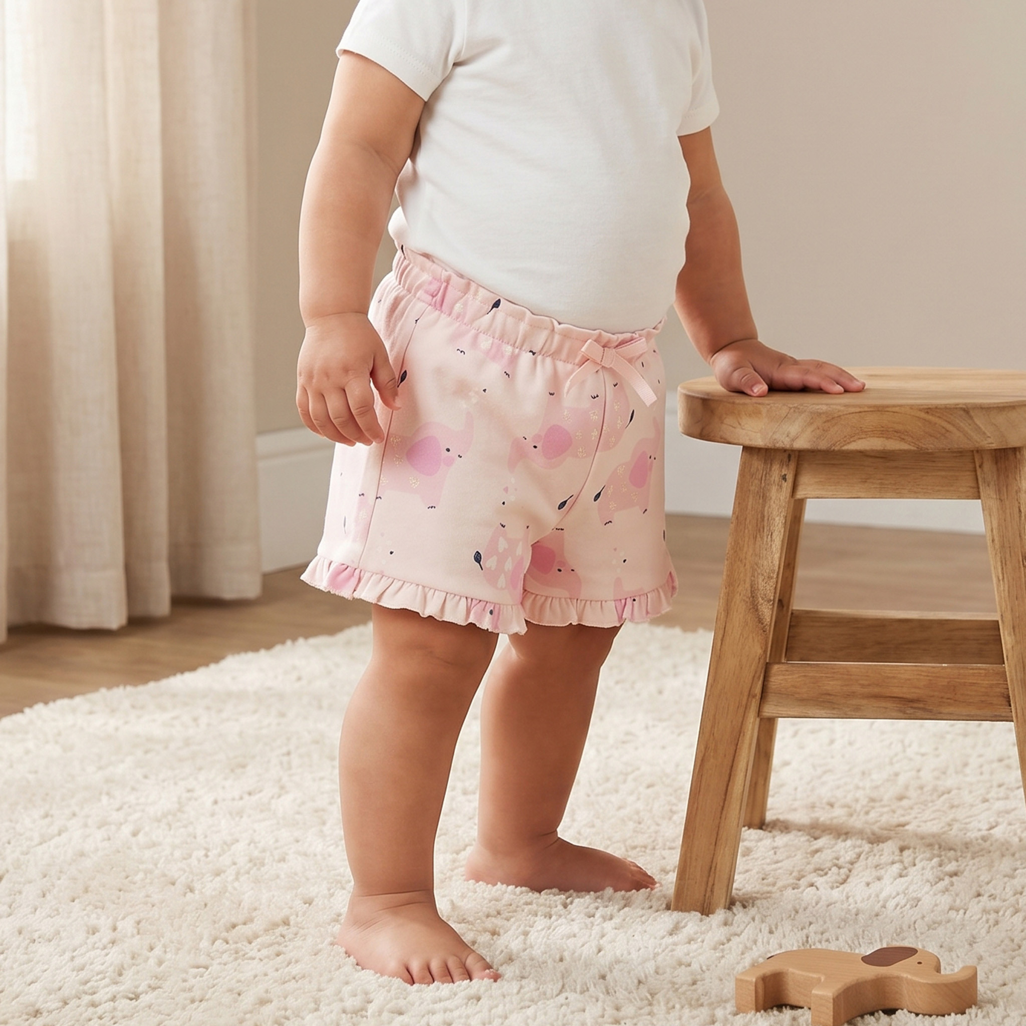شورت بطول الركبة وخصر مطاطي وطبعات من جونيورز-baby-girls-clothing-bottoms-shorts-image-1