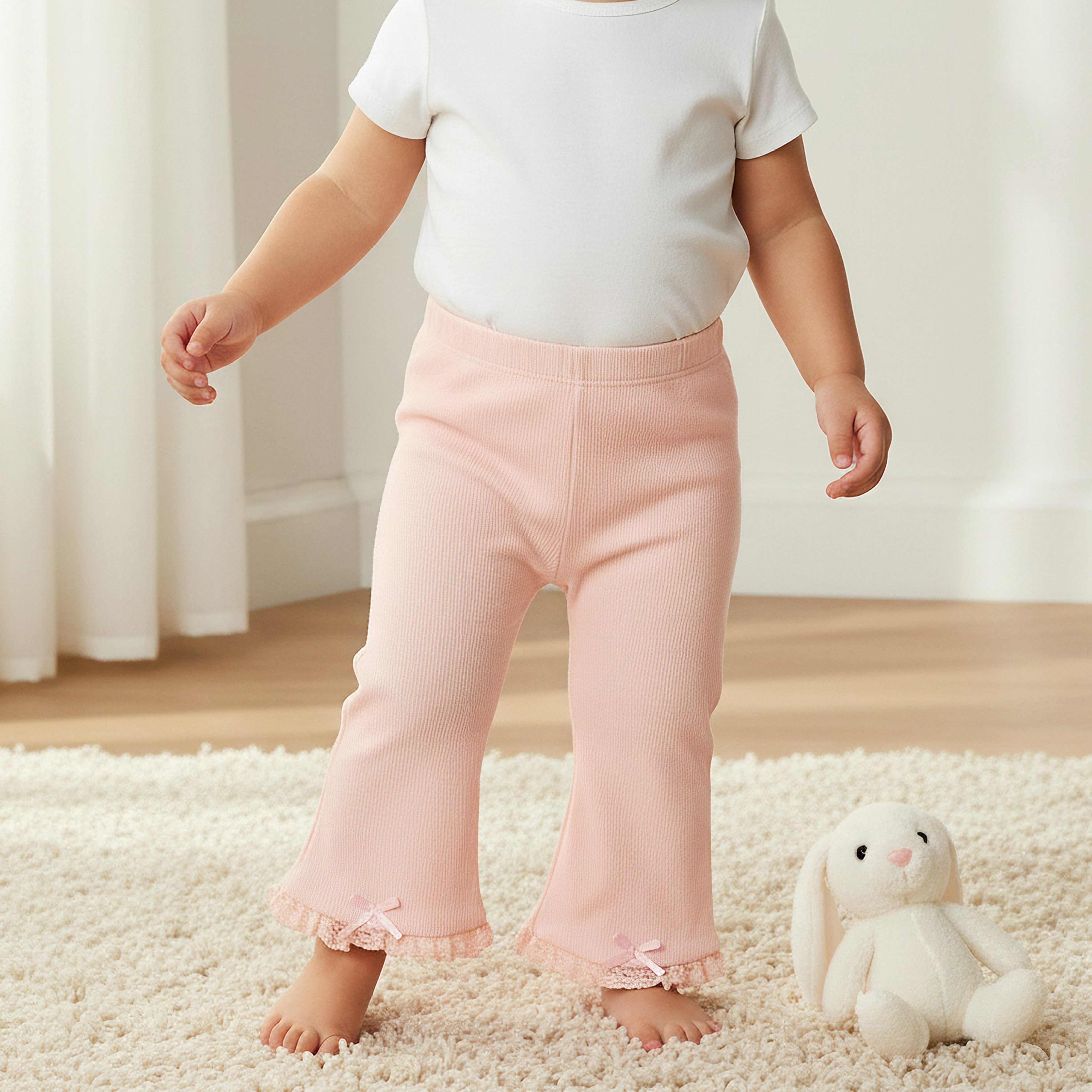 Juniors Flared Leggings with Ribbed Texture-baby-girls-clothing-bottoms-leggings-image-1