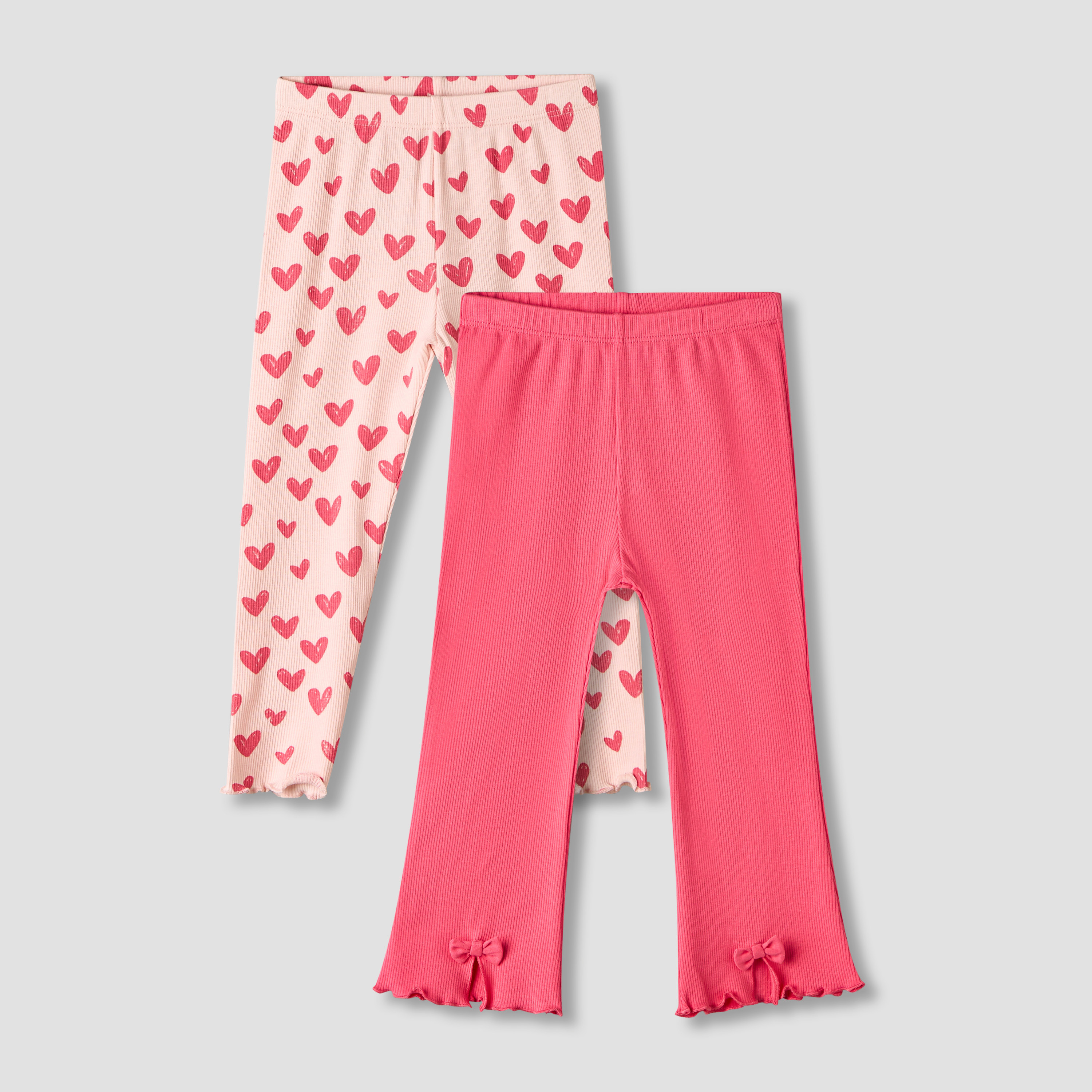 Pack of 2 Juniors Leggings with Elasticated Waist-baby-girls-clothing-bottoms-leggings-image-1