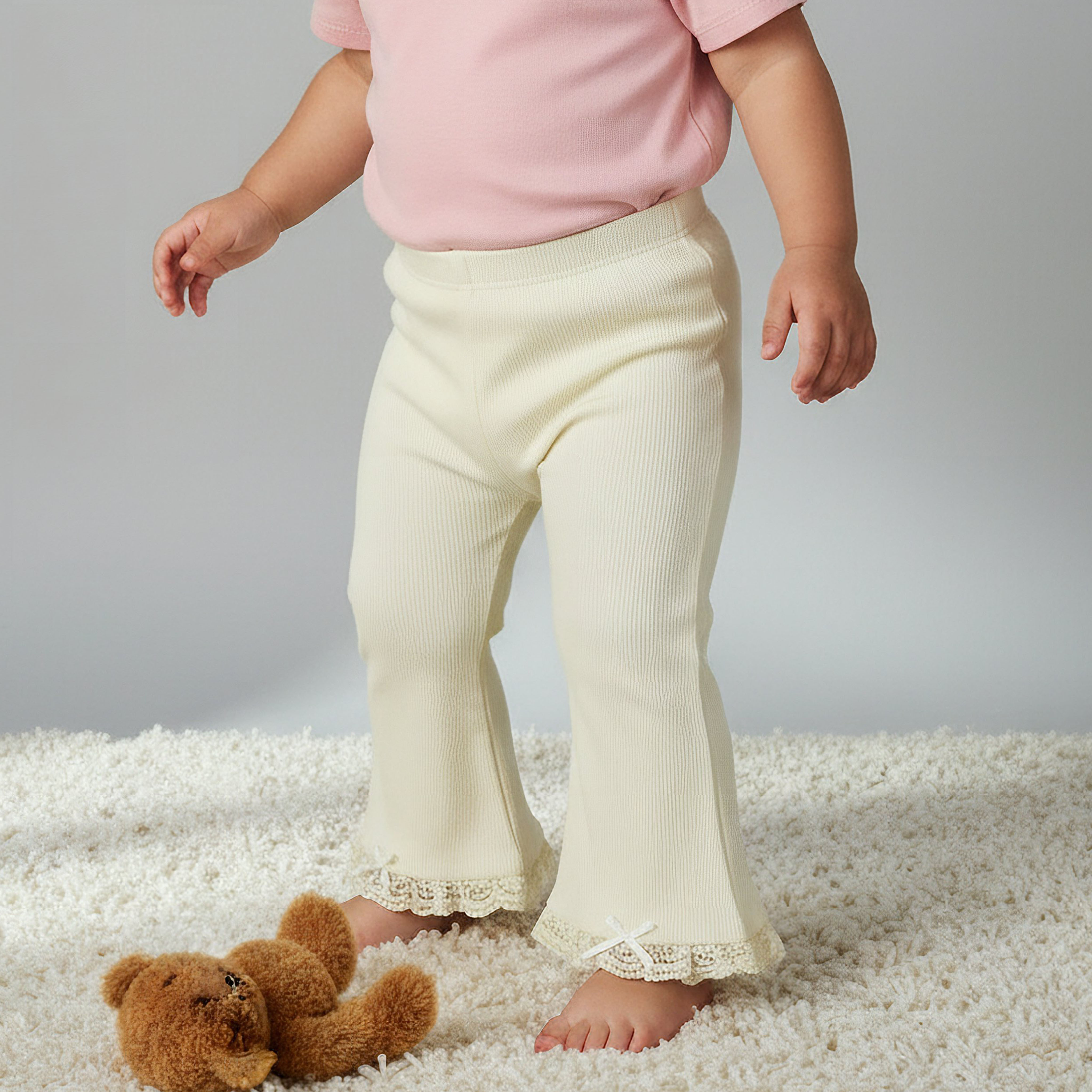 Juniors Leggings with Ribbed Design and Lace Trim-baby-girls-clothing-bottoms-leggings-image-1