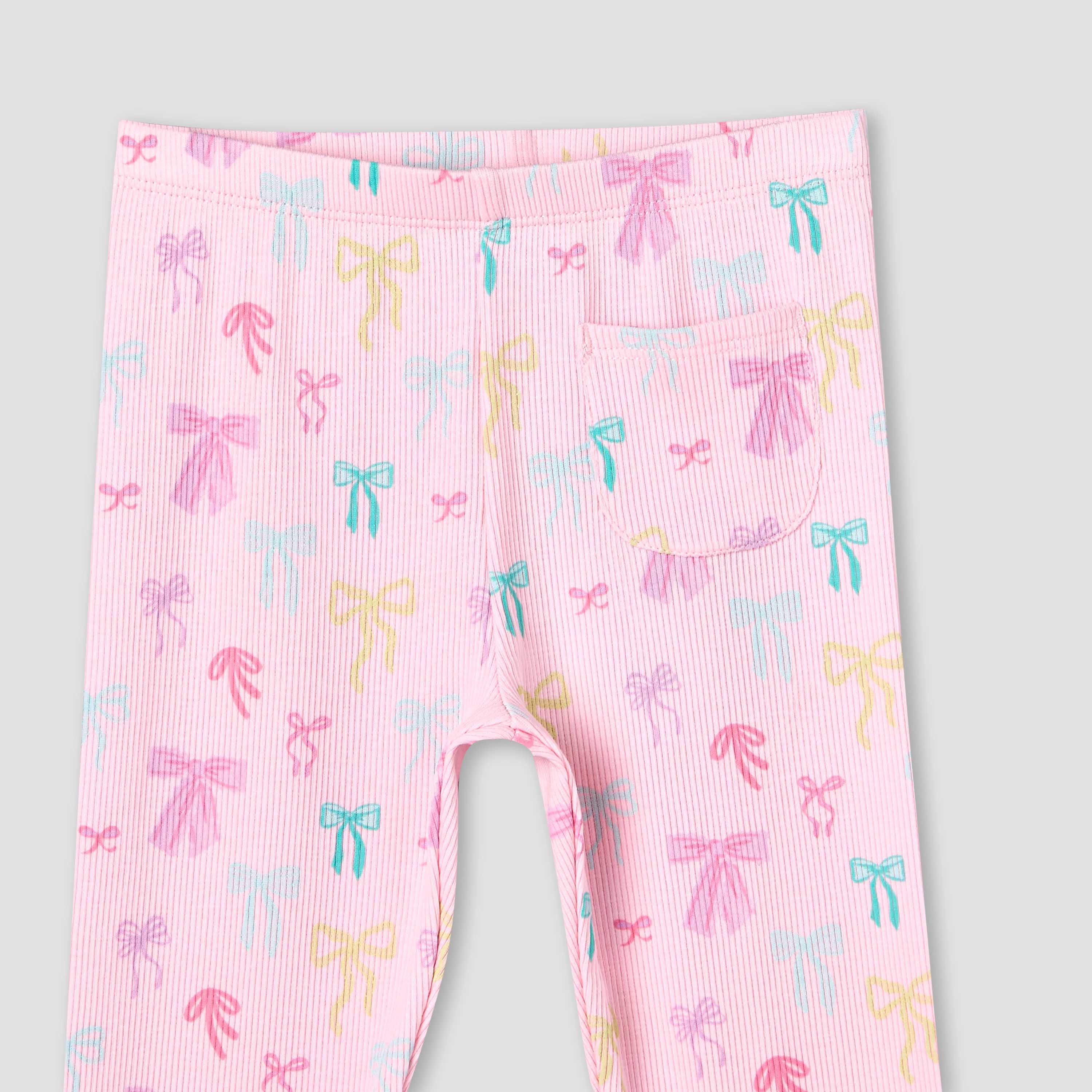 Juniors Leggings with Bow Print and Lettuce Hem-baby-girls-clothing-bottoms-leggings-image-4