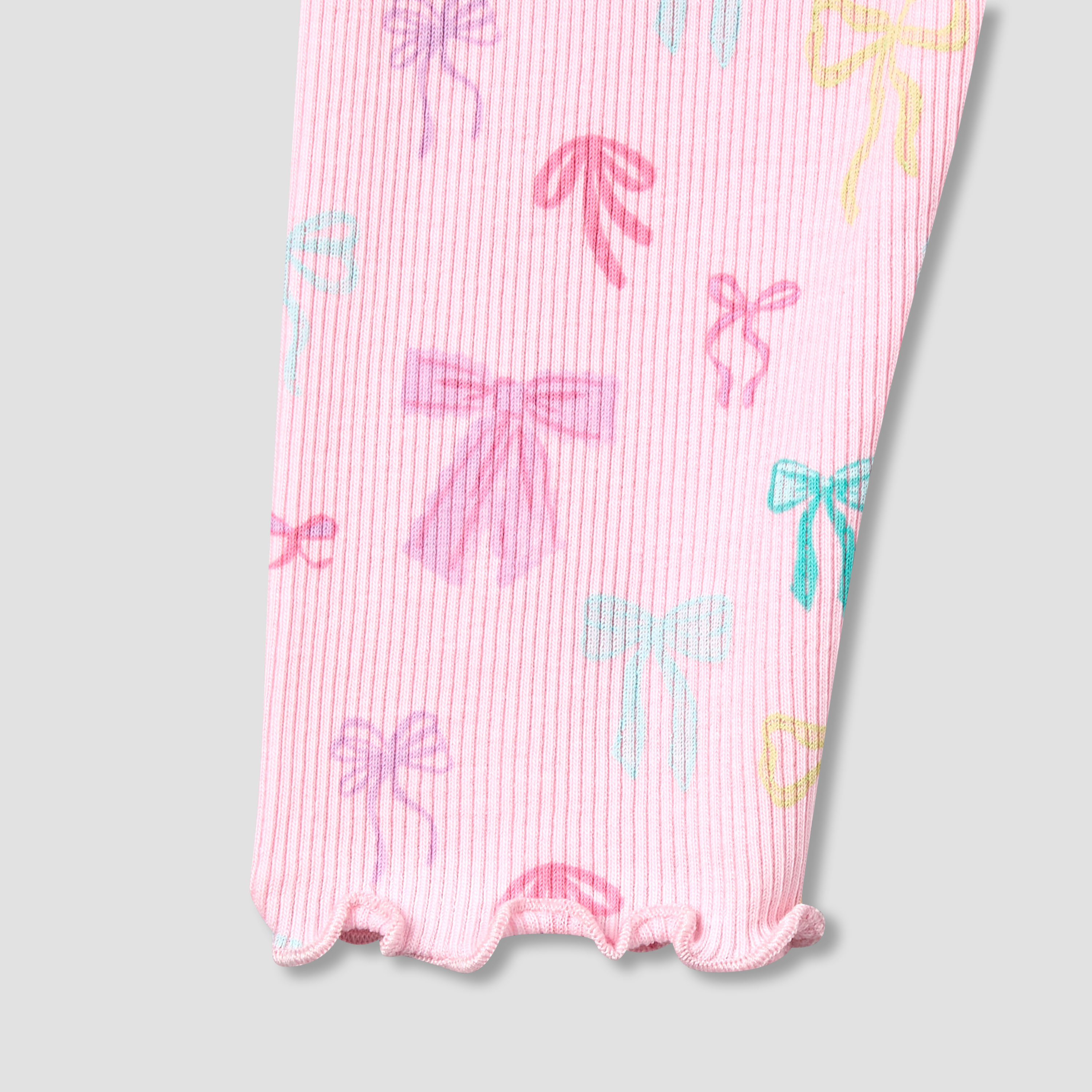 Juniors Leggings with Bow Print and Lettuce Hem-baby-girls-clothing-bottoms-leggings-image-5
