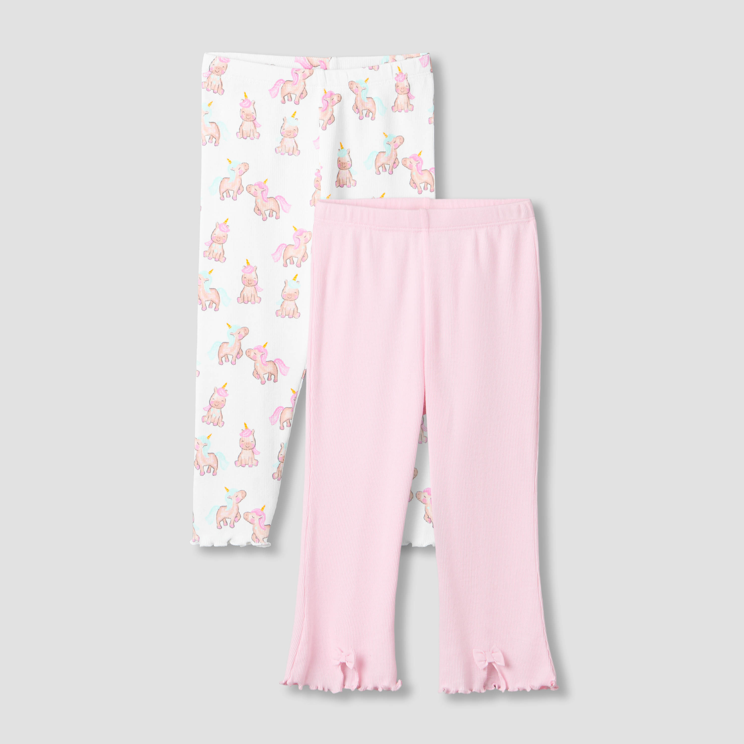 Pack of 2 Juniors Leggings with Lettuce Hem-baby-girls-clothing-bottoms-leggings-image-1