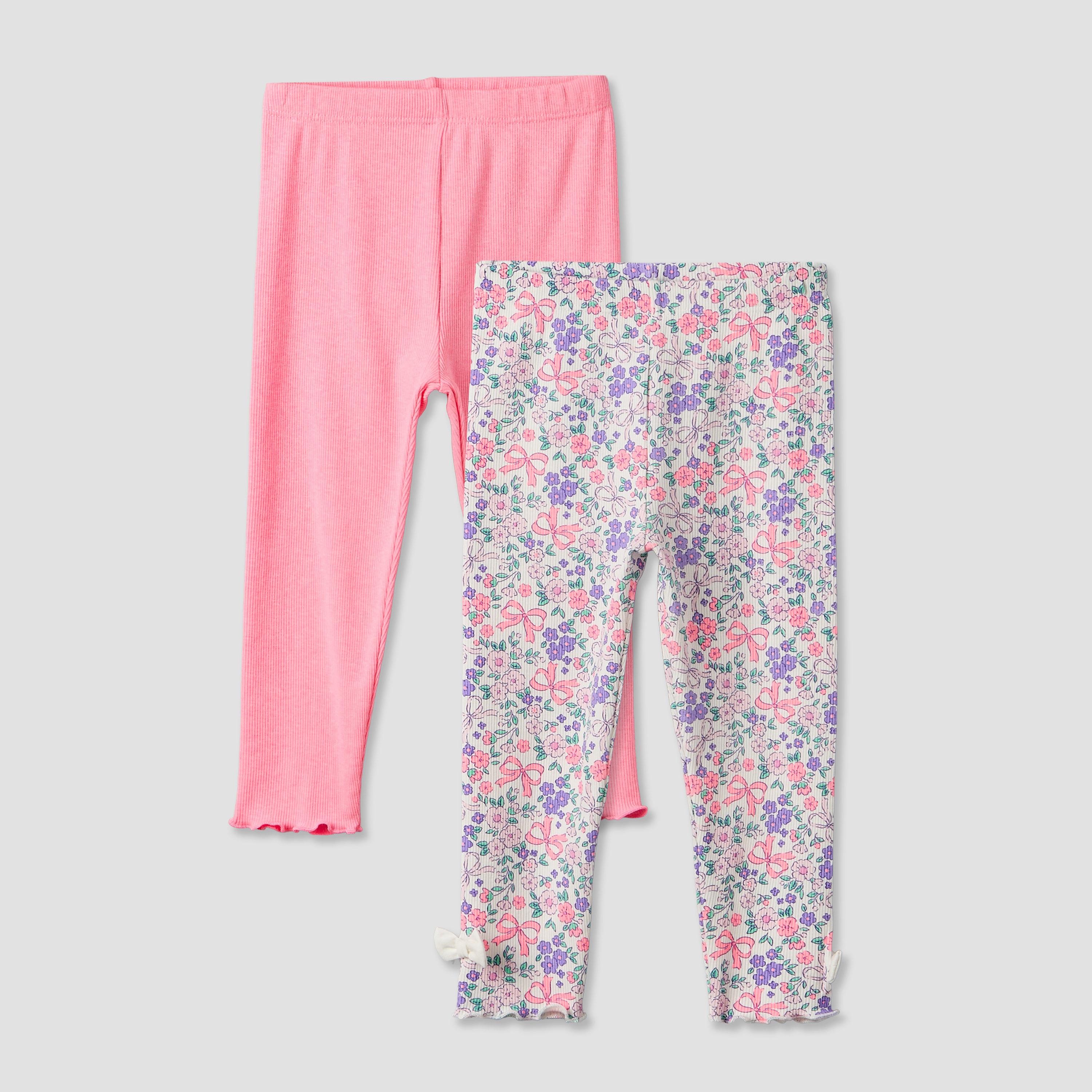 Pack of 2 Juniors Leggings with Lettuce Trim-baby-girls-clothing-bottoms-leggings-image-1