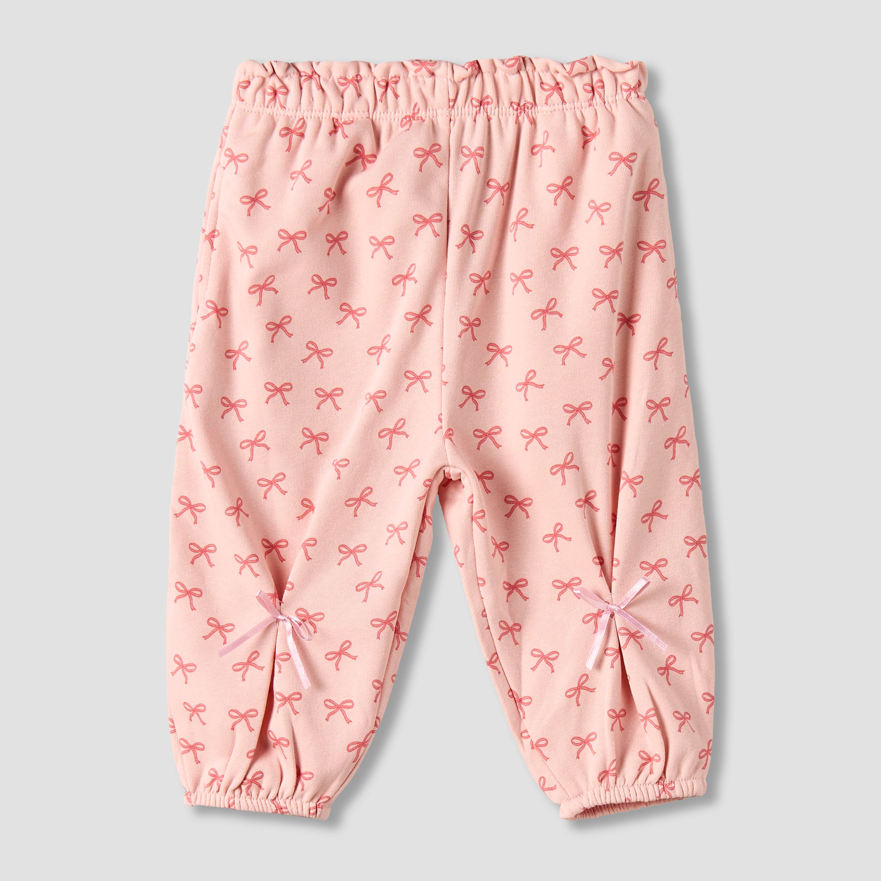 Juniors Elastic Waist Joggers with Bow Applique-baby-girls-clothing-bottoms-joggersandtrackpants-image-1