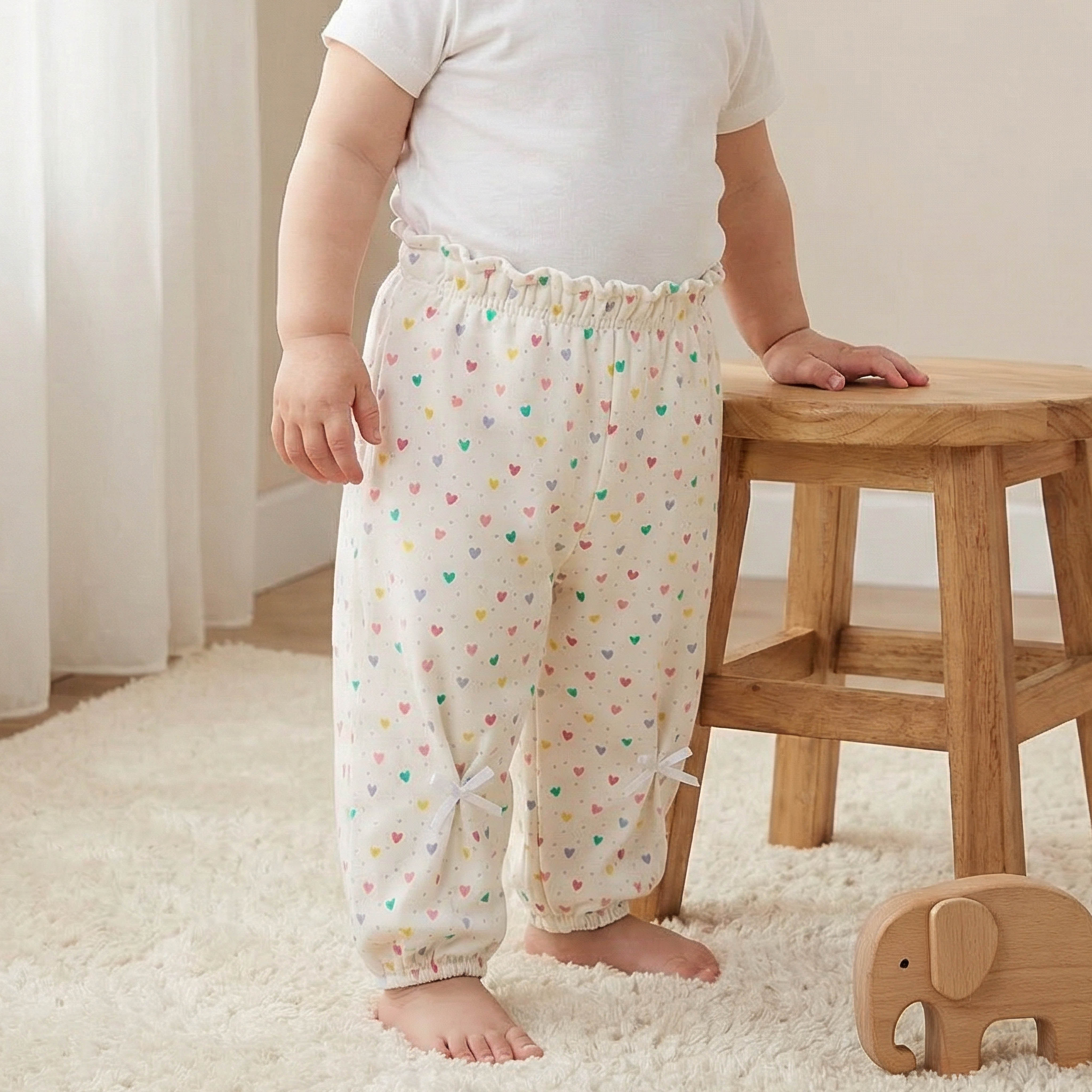 Juniors Elasticated Waist Joggers with Heart Print-baby-girls-clothing-bottoms-joggersandtrackpants-image-1