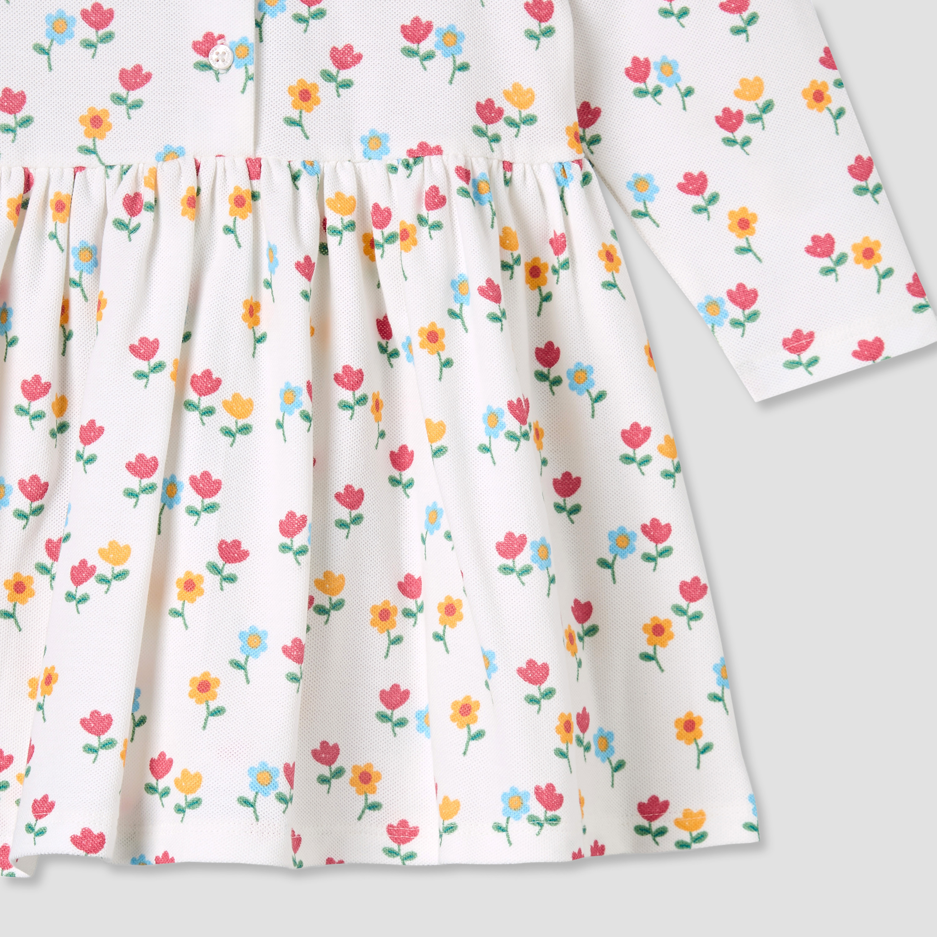 Juniors Scallop Round Neck Long Sleeves Dress with Floral Print-baby-girls-clothing-dressesandjumpsuits-image-5