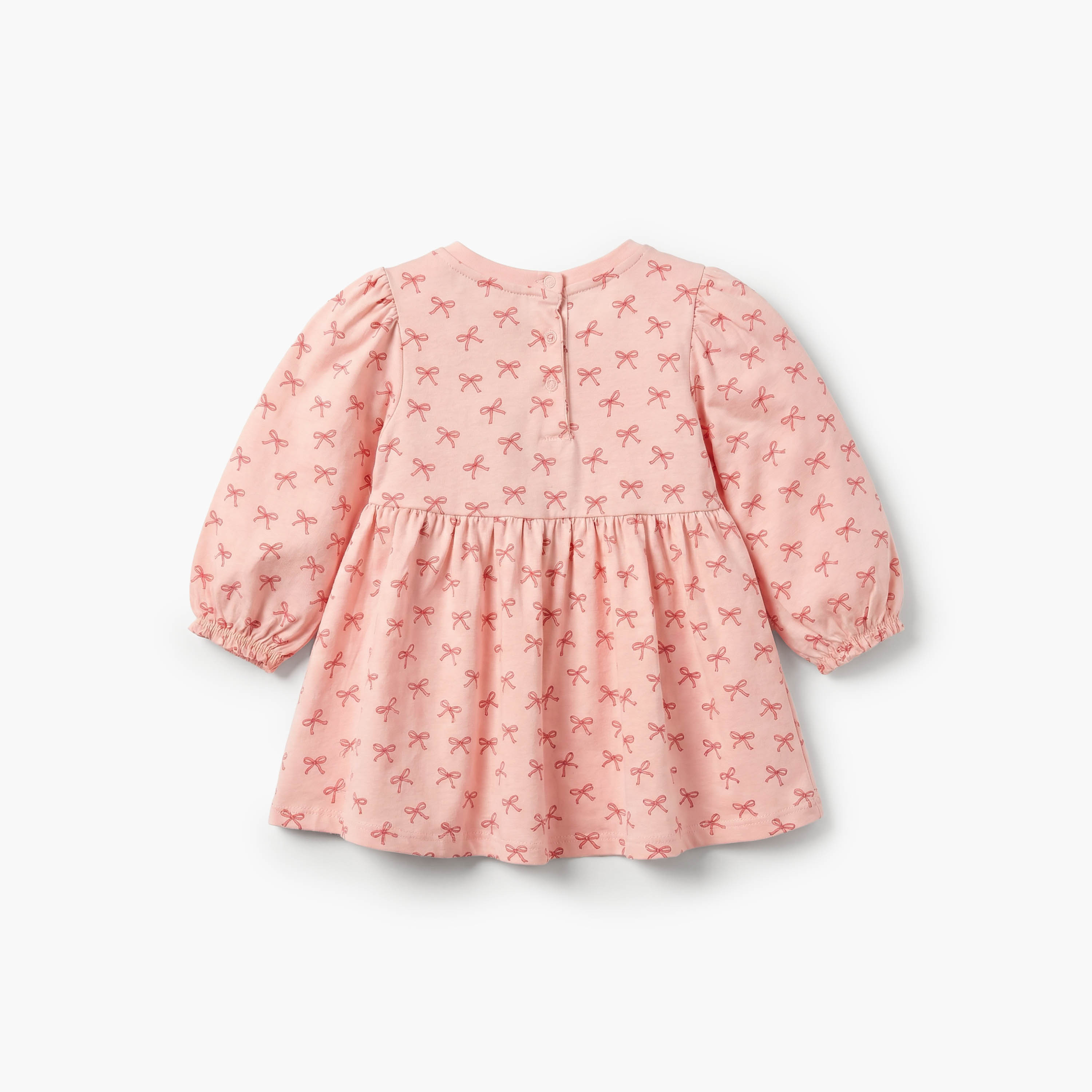 Juniors Round Neck Long Sleeves A-line Dress with Bow Print-baby-girls-clothing-dressesandjumpsuits-image-3