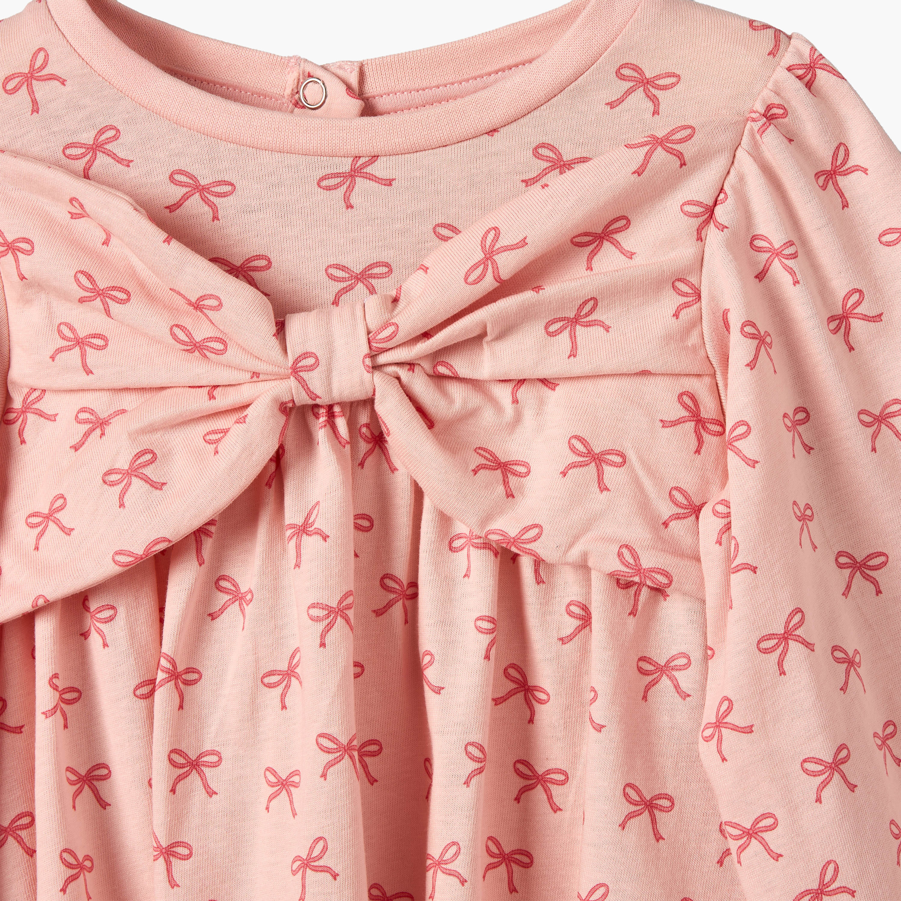 Juniors Round Neck Long Sleeves A-line Dress with Bow Print-baby-girls-clothing-dressesandjumpsuits-image-4