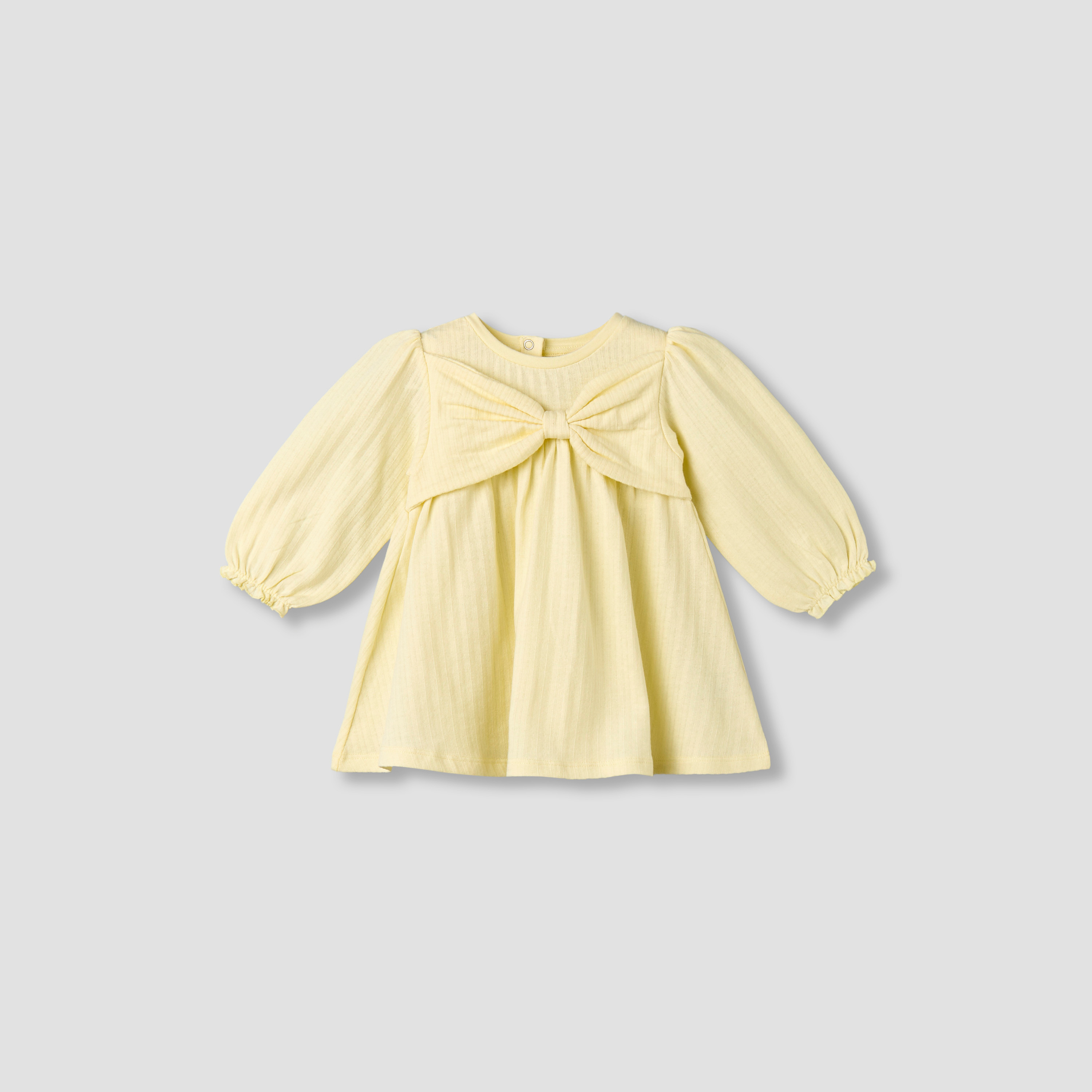 Juniors Round Neck Long Sleeves A-line Dress with Bow Accent-baby-girls-clothing-dressesandjumpsuits-image-1