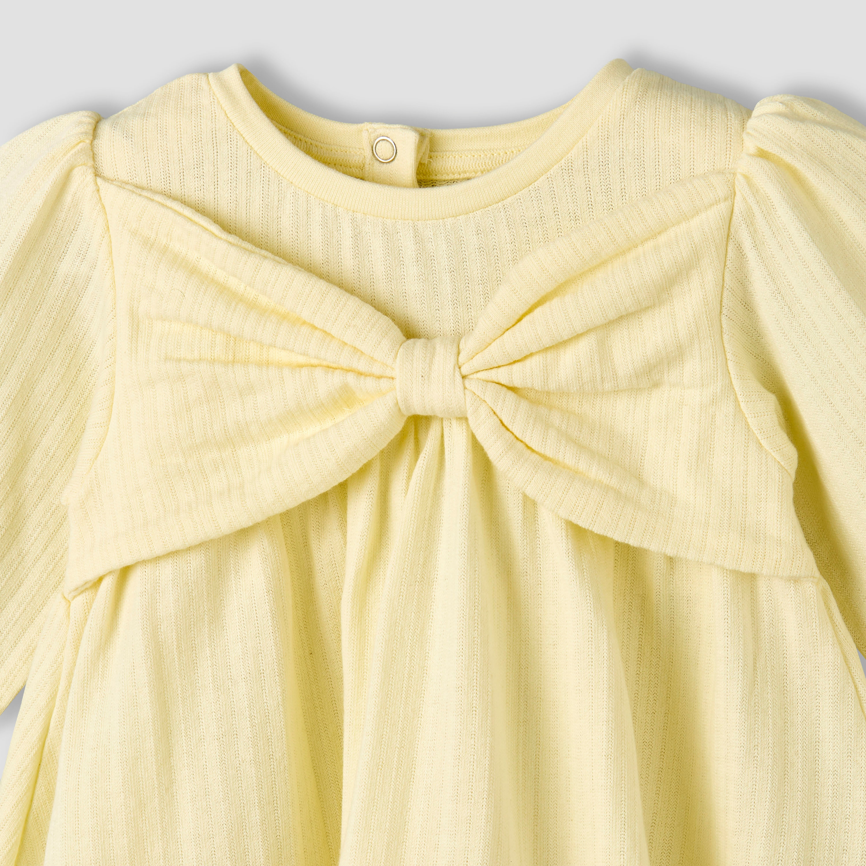 Juniors Round Neck Long Sleeves A-line Dress with Bow Accent-baby-girls-clothing-dressesandjumpsuits-image-3