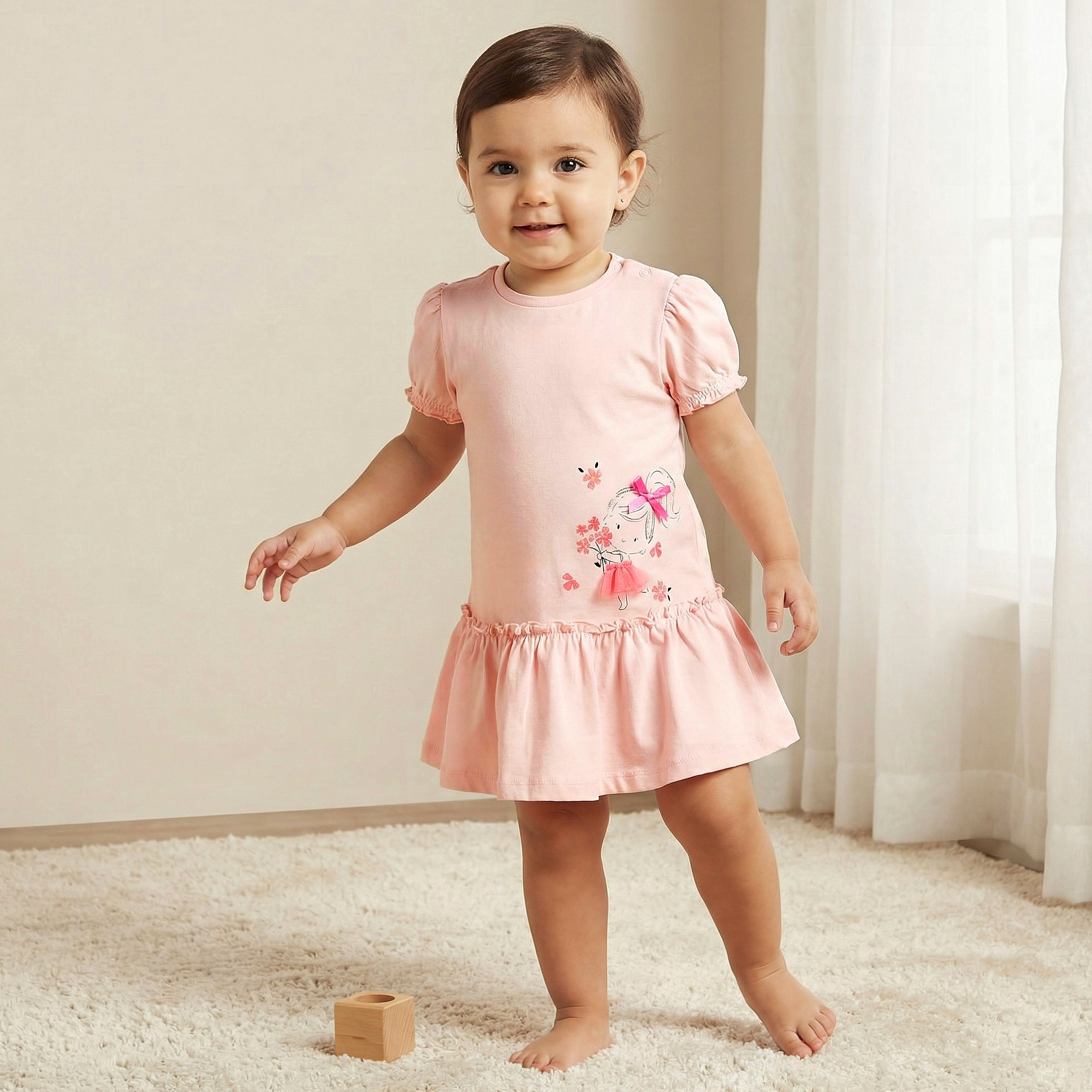 Pack of 2 Juniors Short Sleeves Drop Waist Dress with Print-baby-girls-clothing-dressesandjumpsuits-image-2