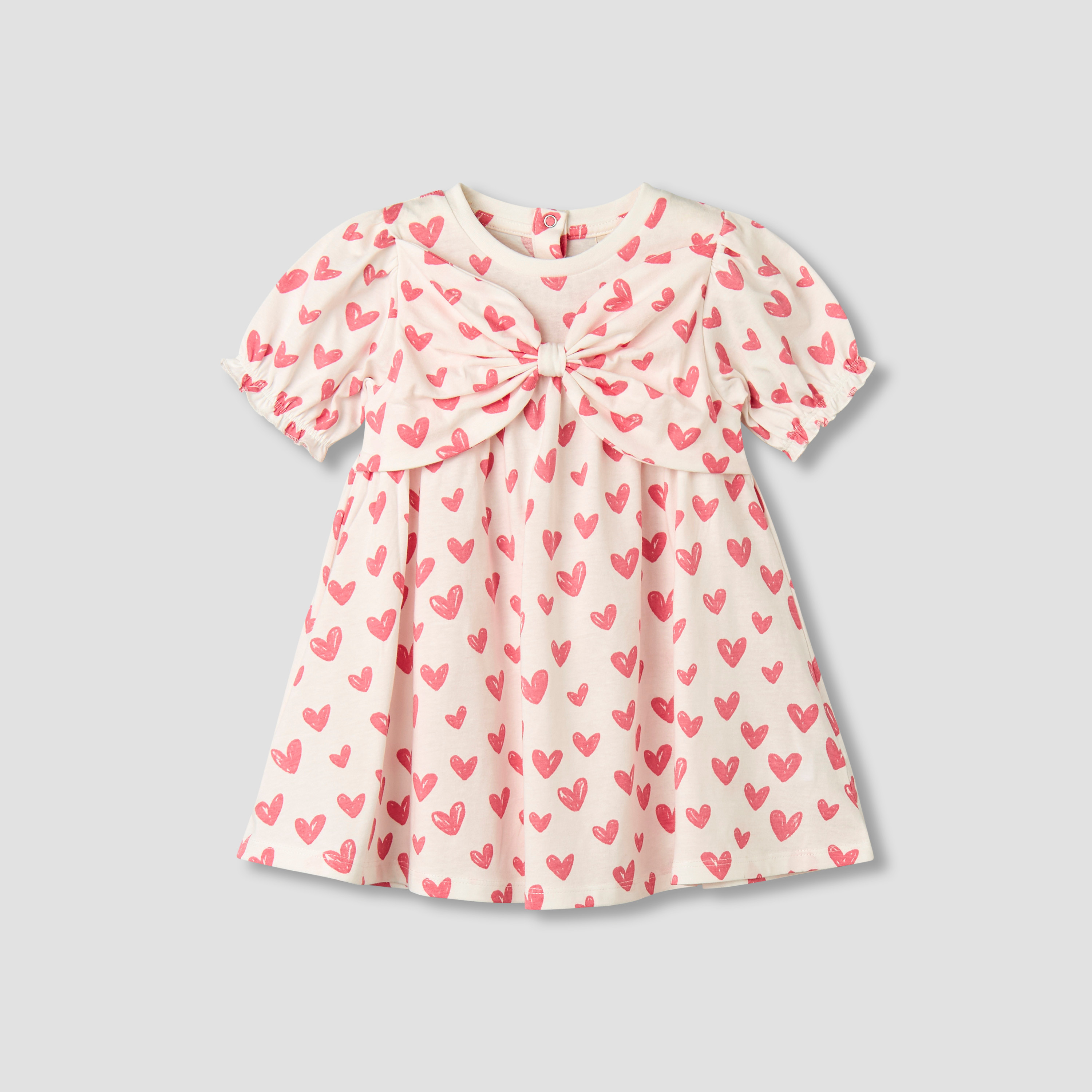 فستان إيه لاين برقبة مستديرة وأكمام قصيرة وطبعات قلب من جونيورز-baby-girls-clothing-dressesandjumpsuits-image-5