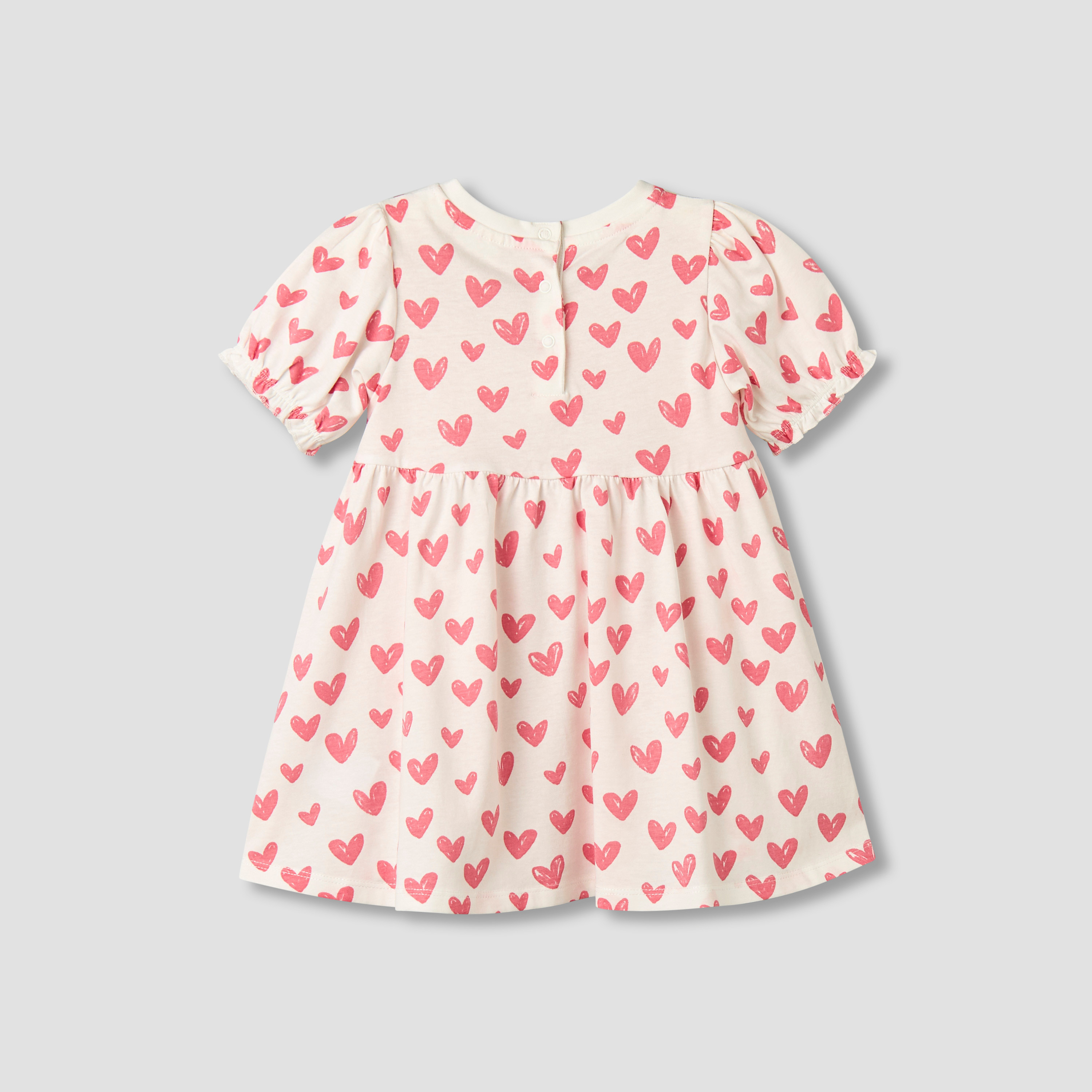 فستان إيه لاين برقبة مستديرة وأكمام قصيرة وطبعات قلب من جونيورز-baby-girls-clothing-dressesandjumpsuits-image-4