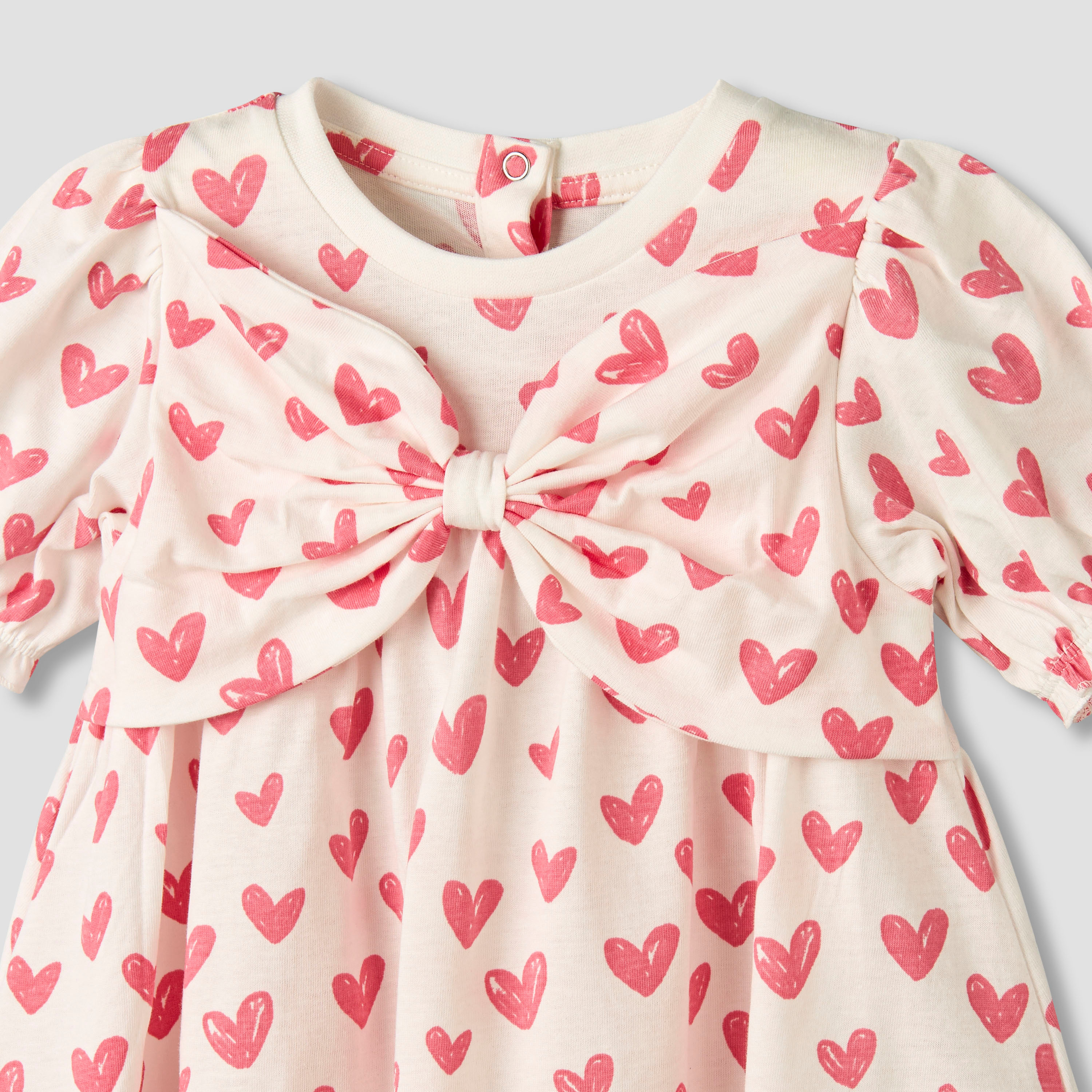 فستان إيه لاين برقبة مستديرة وأكمام قصيرة وطبعات قلب من جونيورز-baby-girls-clothing-dressesandjumpsuits-image-3