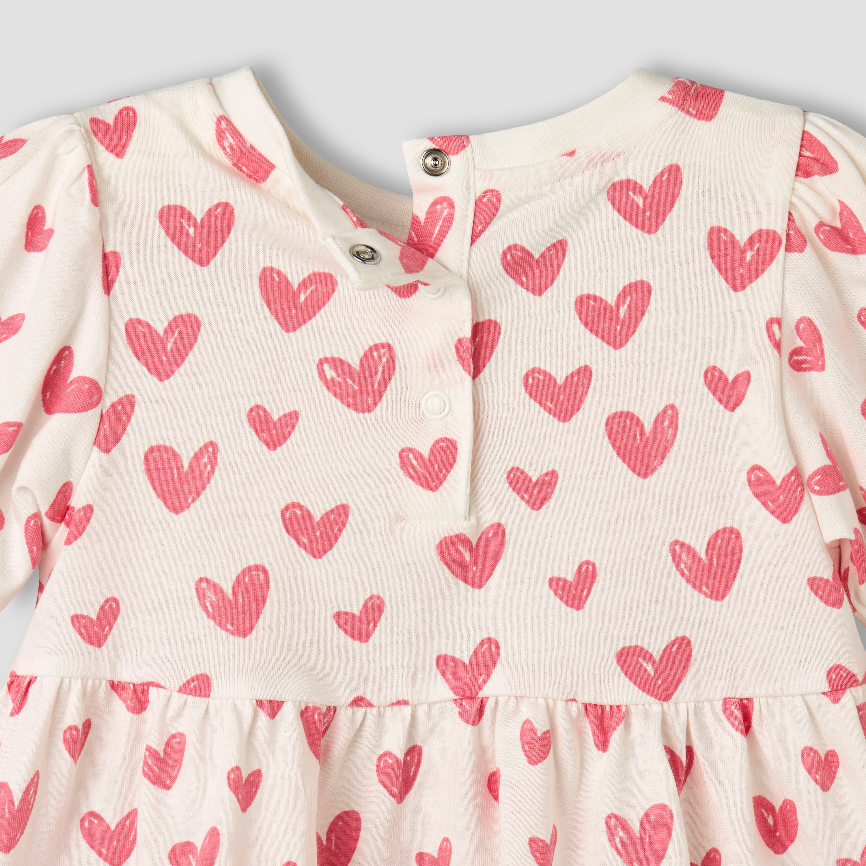 فستان إيه لاين برقبة مستديرة وأكمام قصيرة وطبعات قلب من جونيورز-baby-girls-clothing-dressesandjumpsuits-image-1