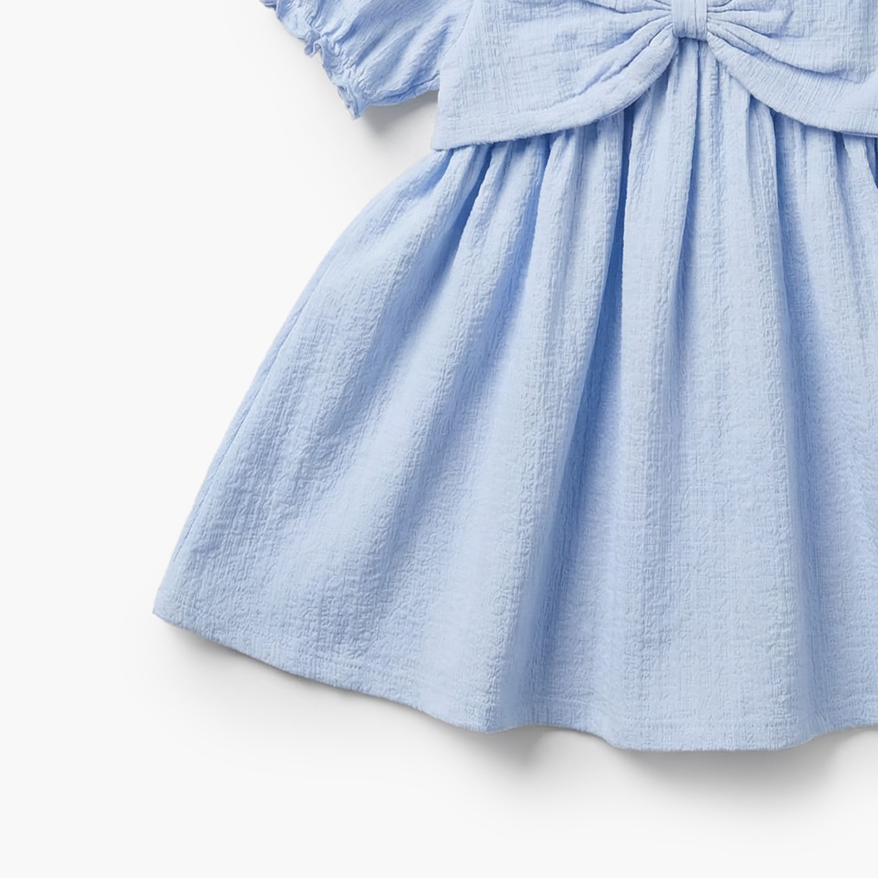 Juniors Round Neck Short Sleeve Dress with Bow Accent-baby-girls-clothing-dressesandjumpsuits-image-5