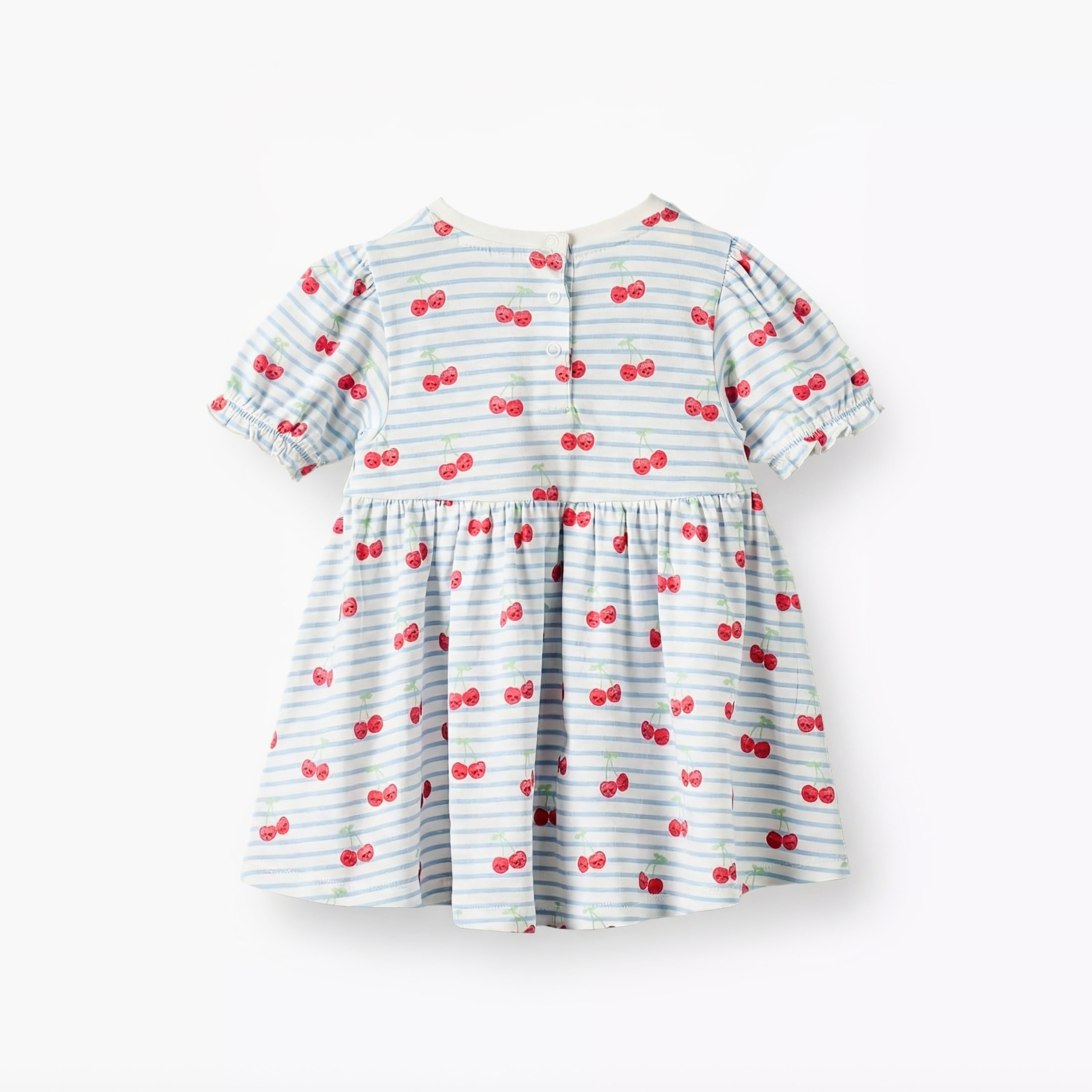 Juniors Round Neck Short Sleeves A-line Dress with Cherry Print-baby-girls-clothing-dressesandjumpsuits-image-3