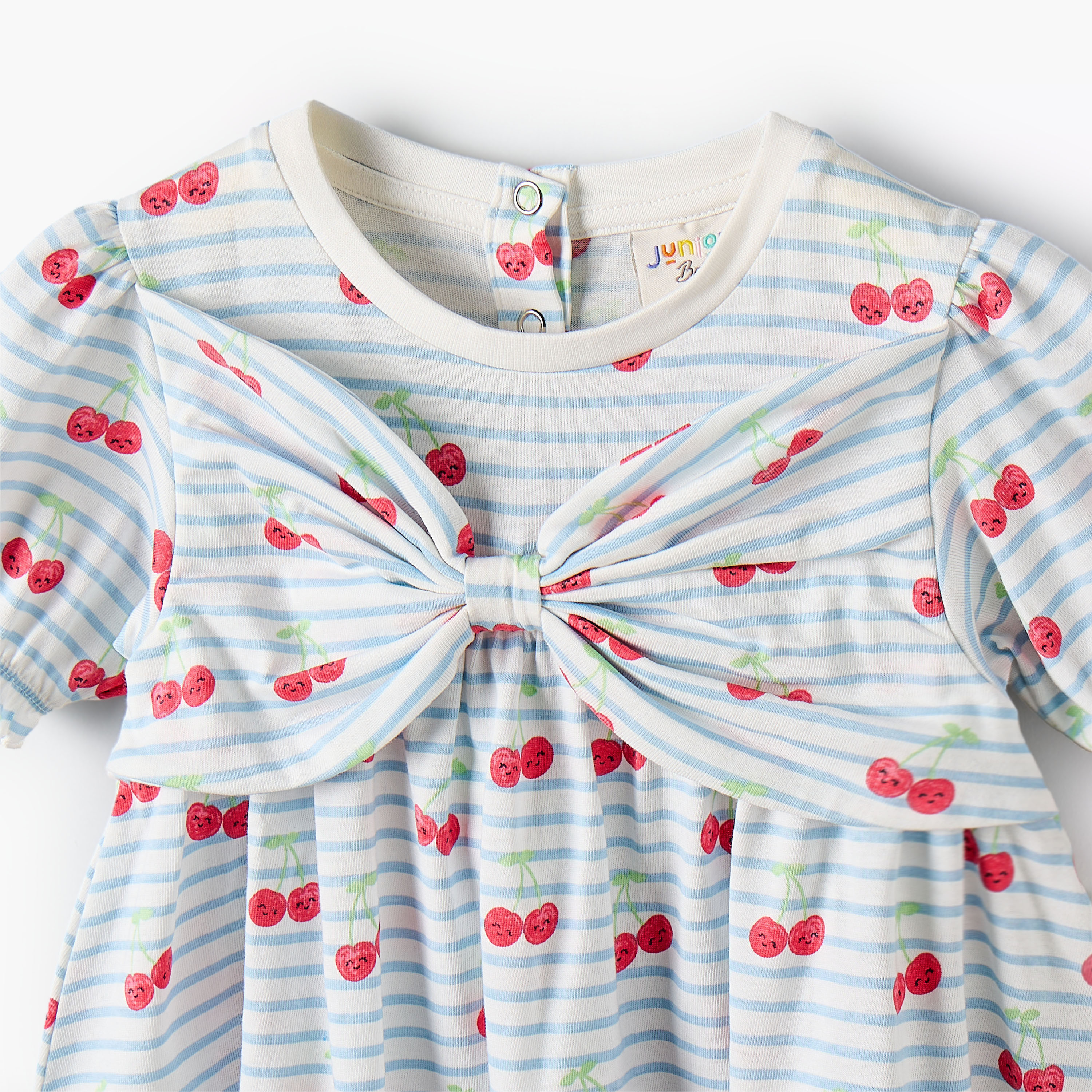 Juniors Round Neck Short Sleeves A-line Dress with Cherry Print-baby-girls-clothing-dressesandjumpsuits-image-4