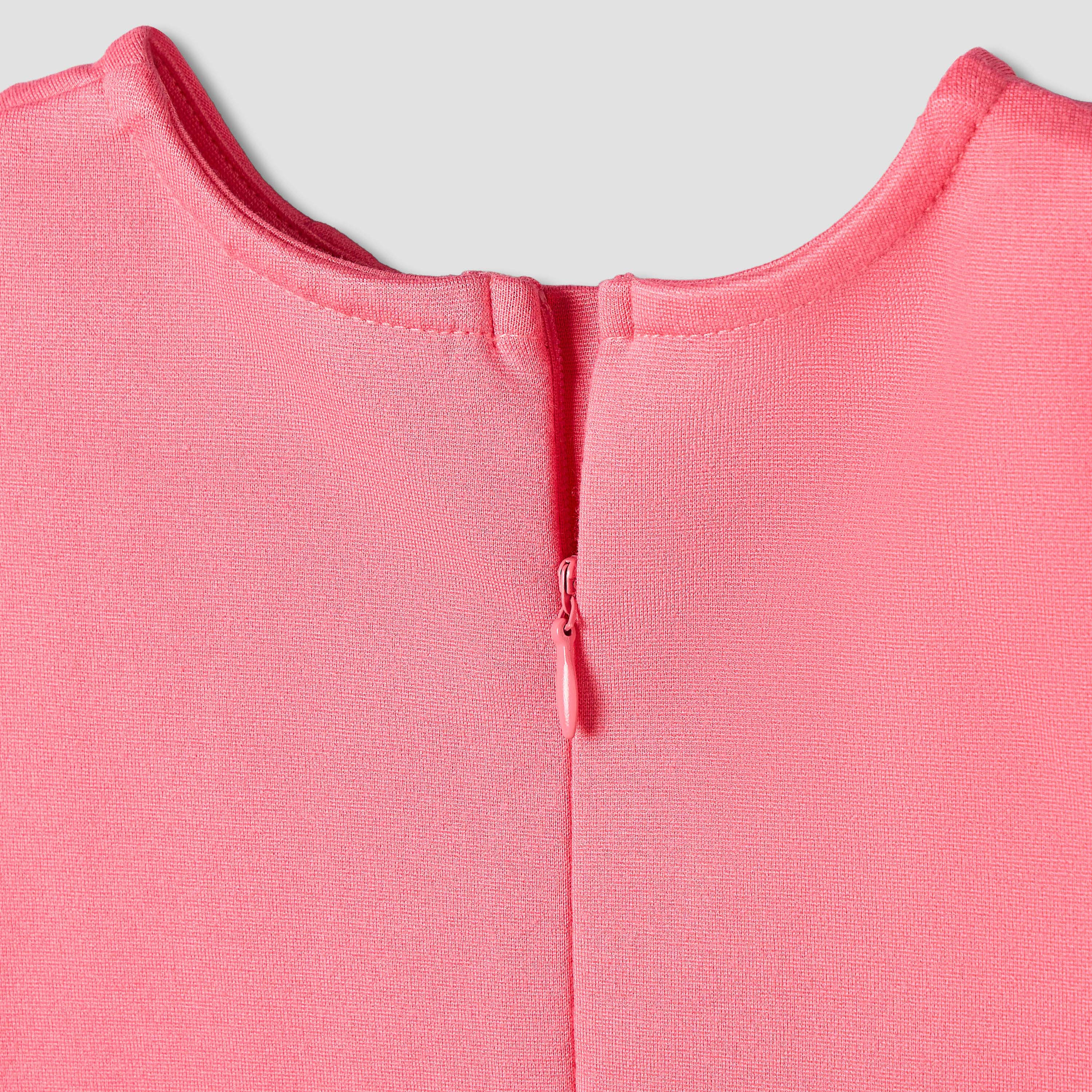Juniors Round Neck Short Sleeves A-Line Dress with Zip Closure-baby-girls-clothing-dressesandjumpsuits-image-5