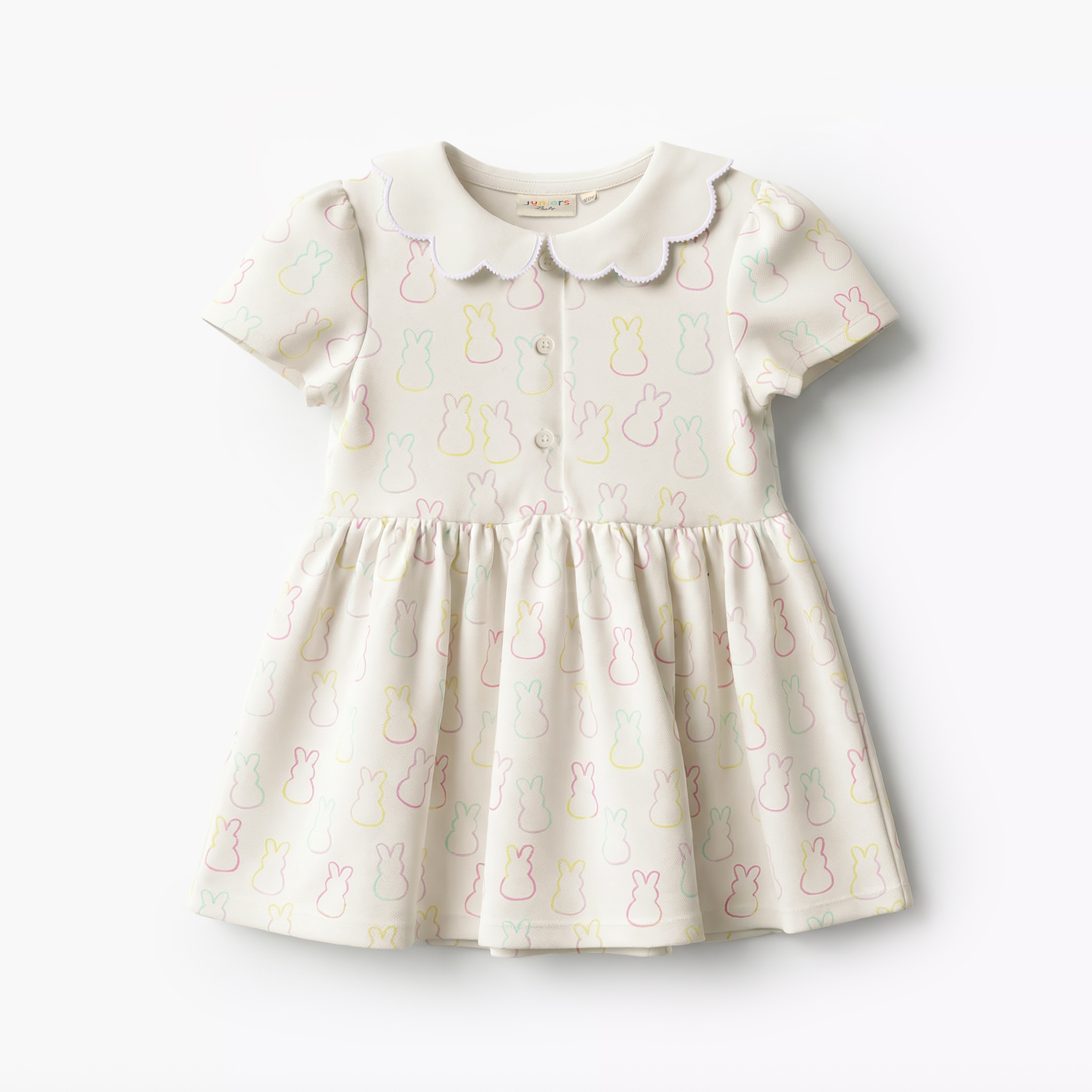 Juniors Collared Short Sleeves Dress with Bunny Print-baby-girls-clothing-dressesandjumpsuits-image-2